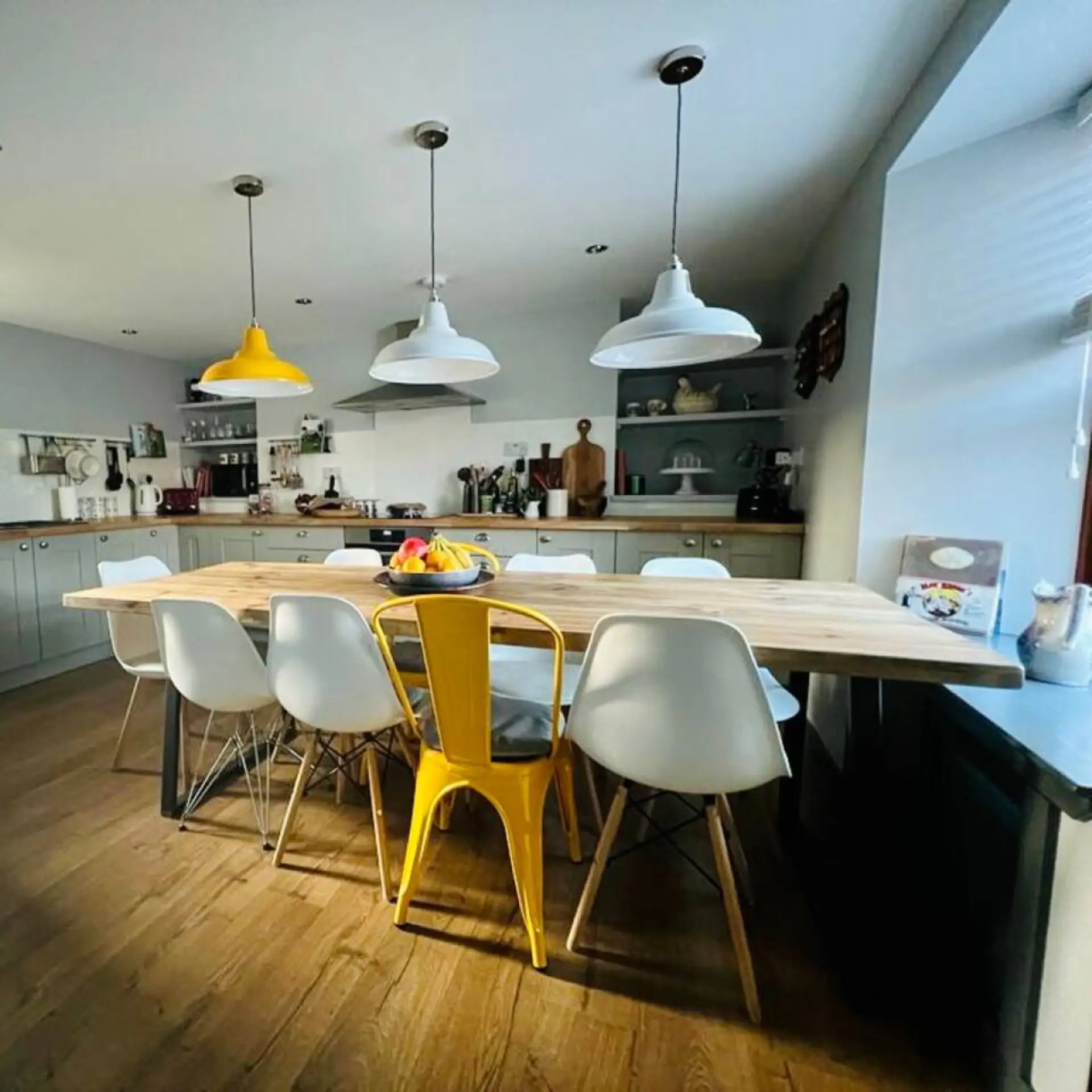 Characterful kitchen and dining area with large dining table