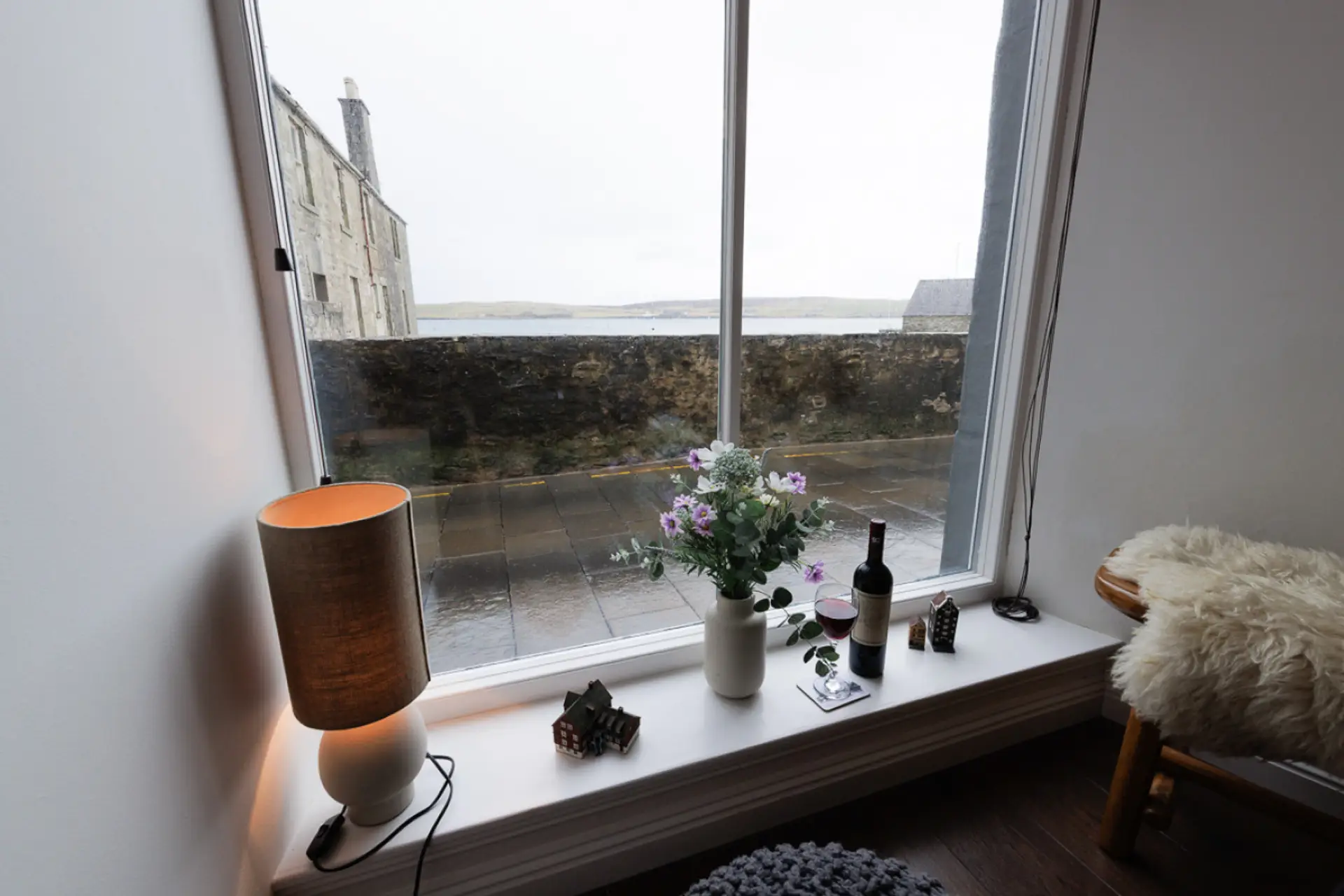 Window seating area with sea views