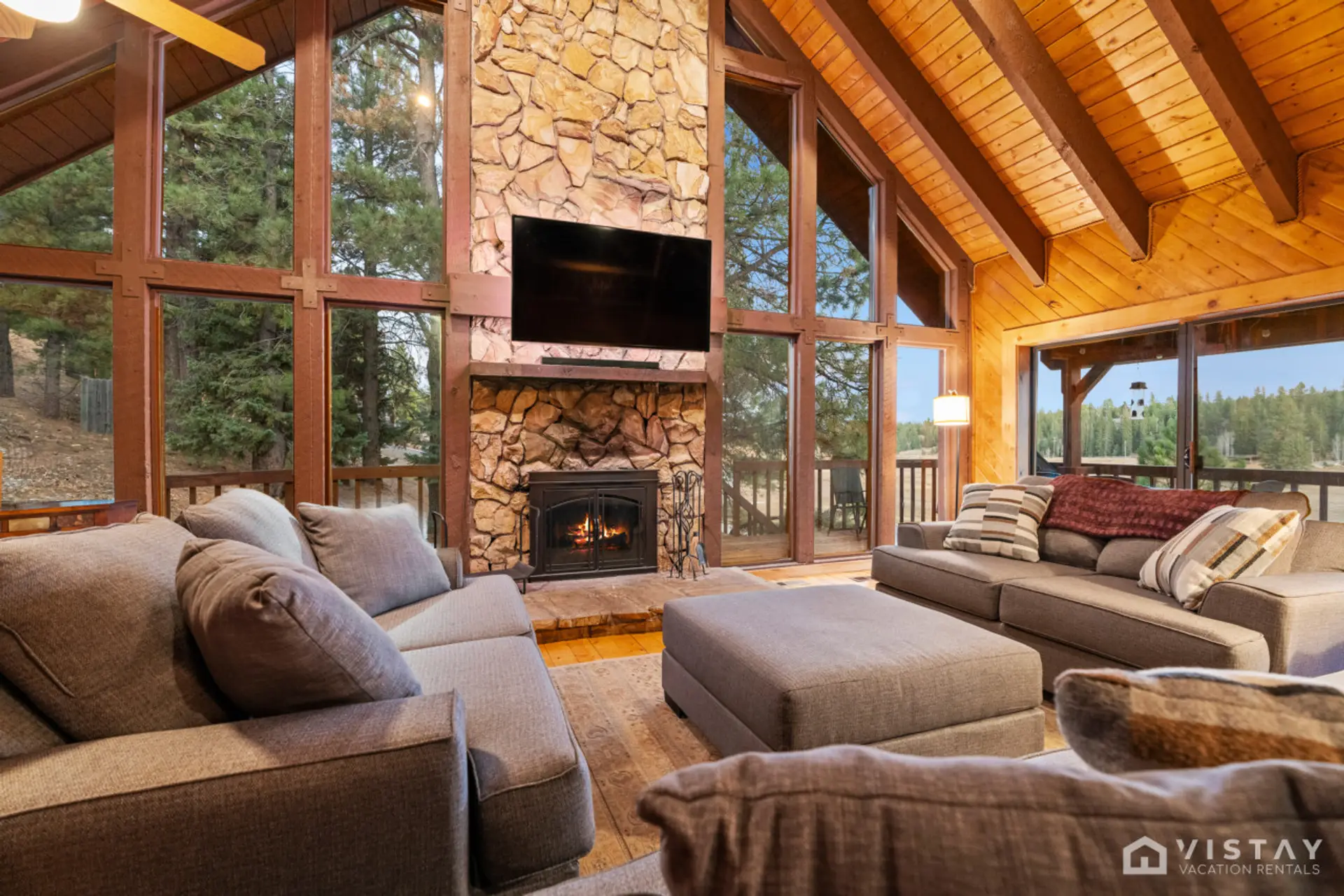 Newly updated furniture w/ wood-burning fireplace & 60" TV in Family Room