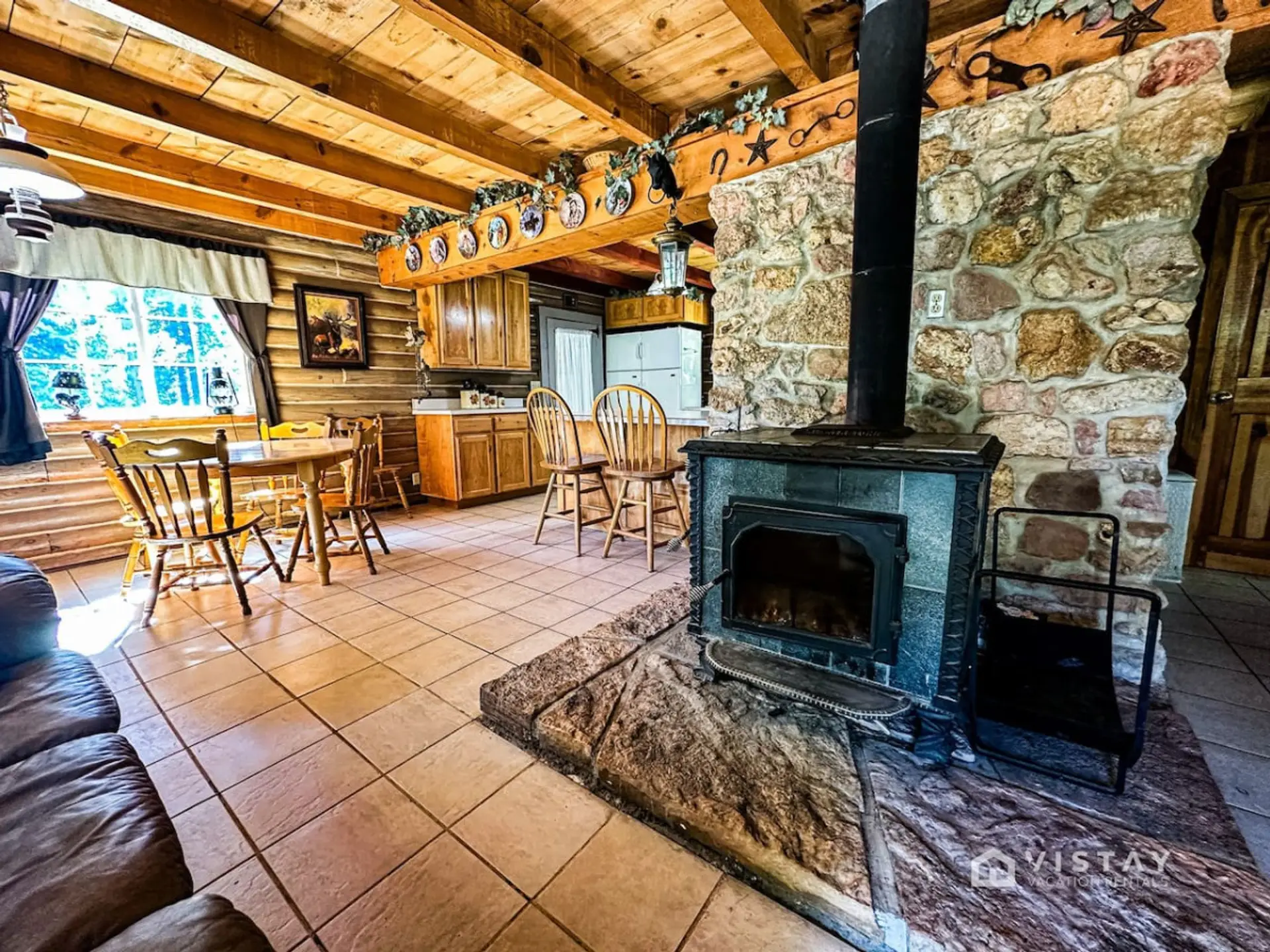 Cozy up by the indoor fireplace for a warm and inviting retreat.