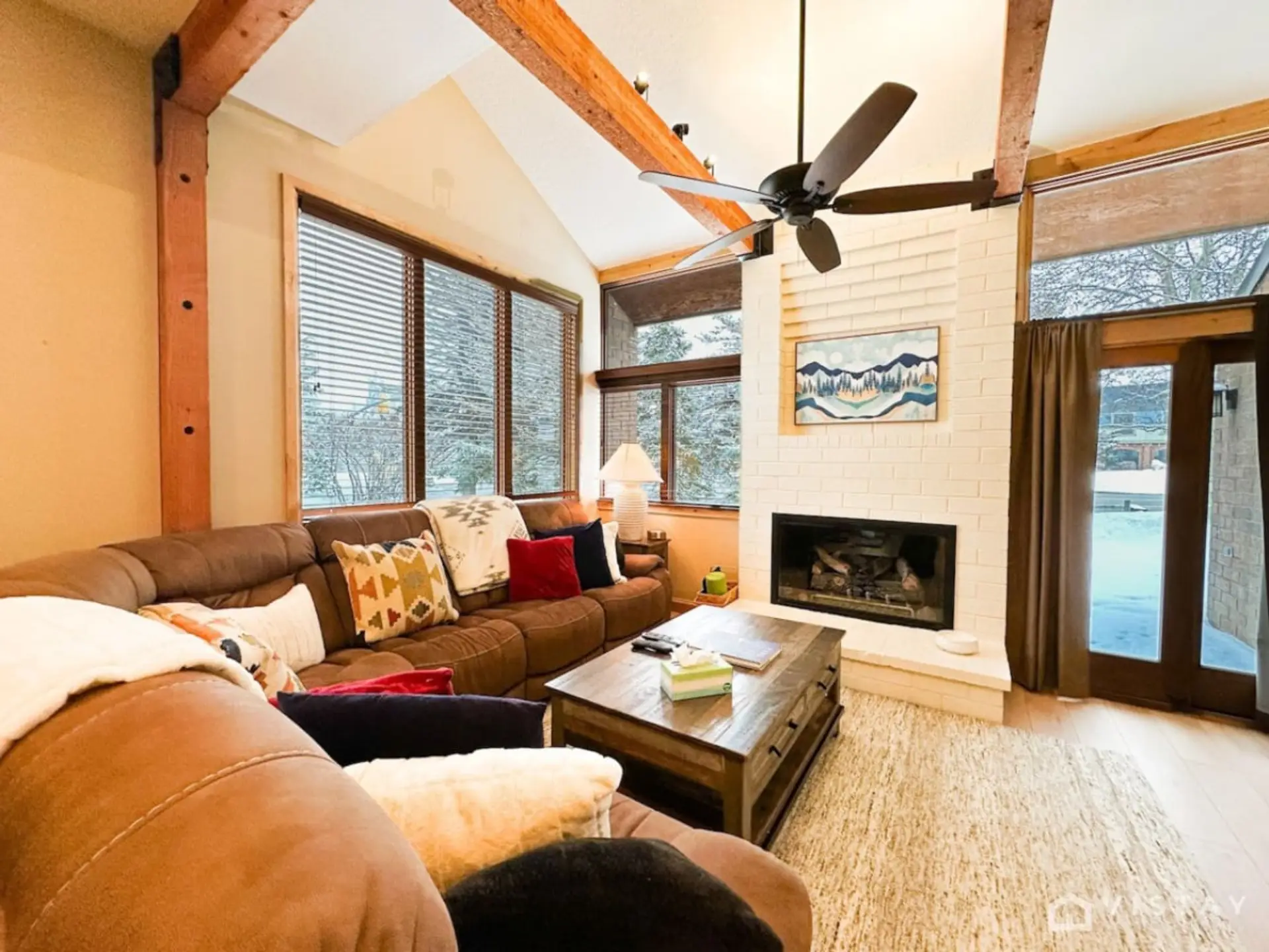 Recharge in comfort, viewing nature's crisp embrace.