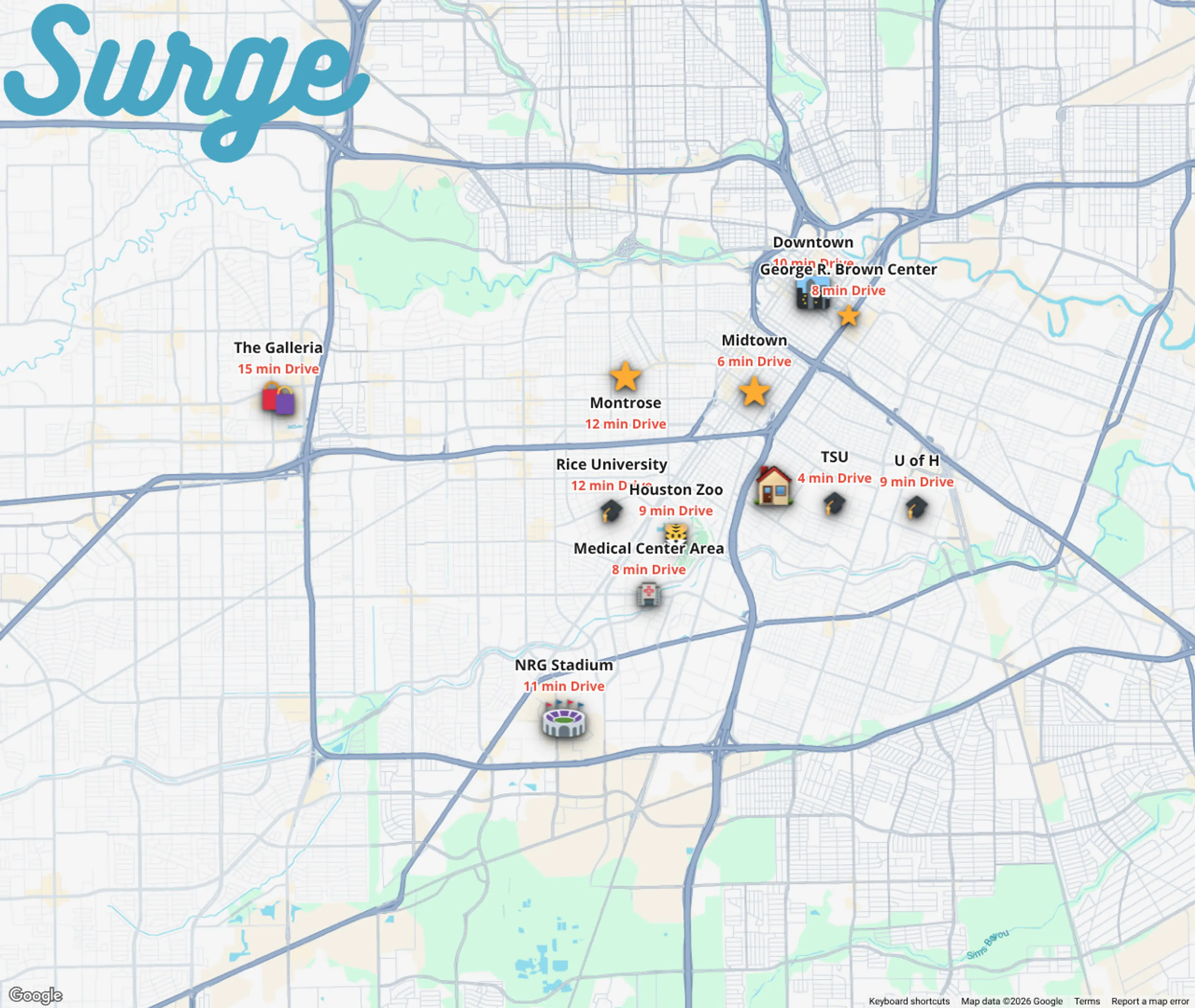 Nearby Houston attractions at a glance. Message us for drive times or local recommendations.