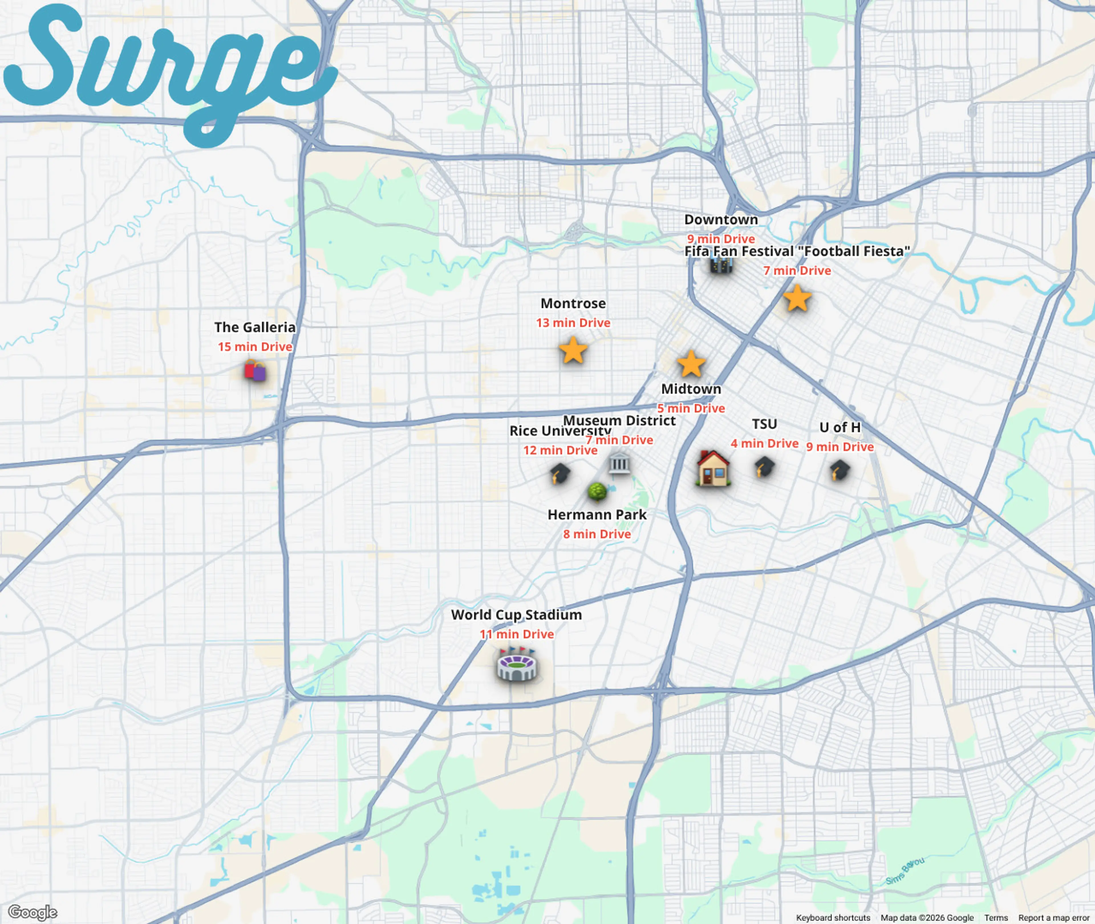 Nearby Houston attractions at a glance. Message us for drive times or local recommendations.