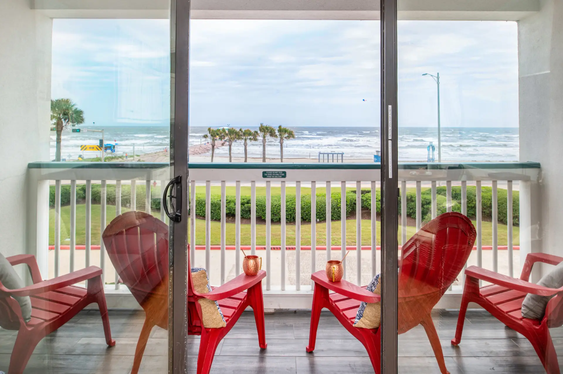 Morning coffee on your private Gulf-view balcony in Galveston
