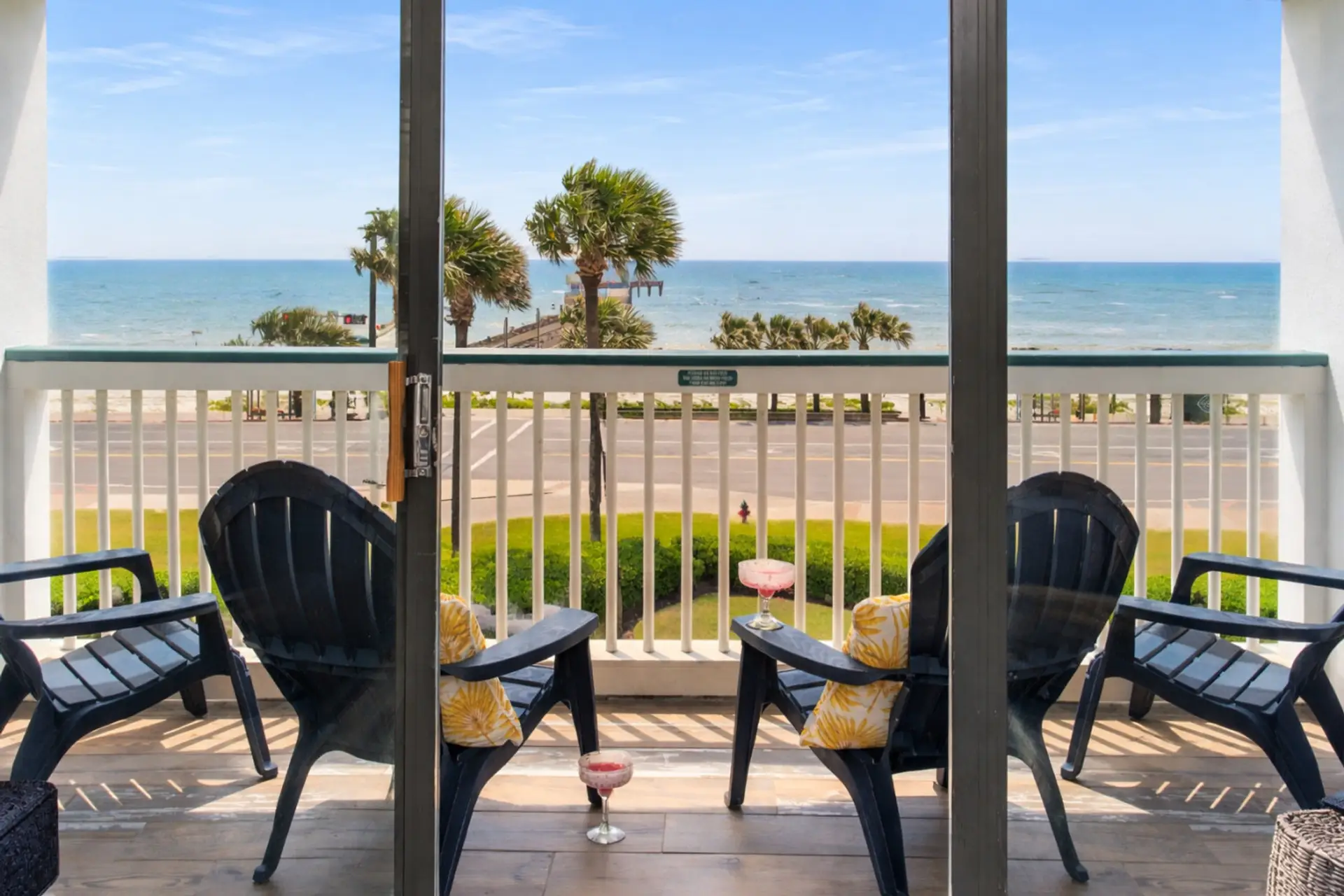 Sunrise coffee on your private beachfront balcony in Galveston.
