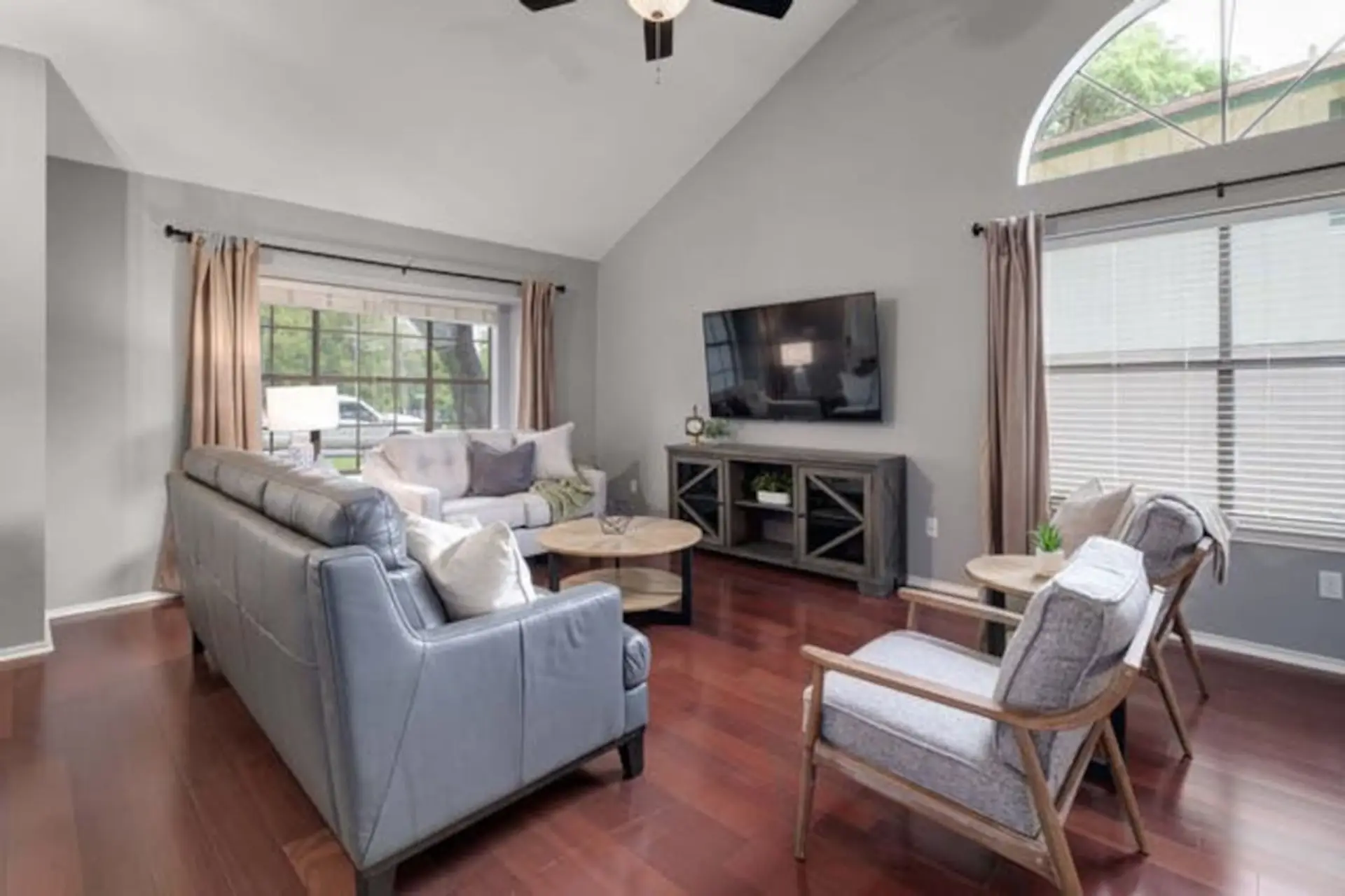 Two separate living spaces ideal for groups and family-friendly stays in Austin.