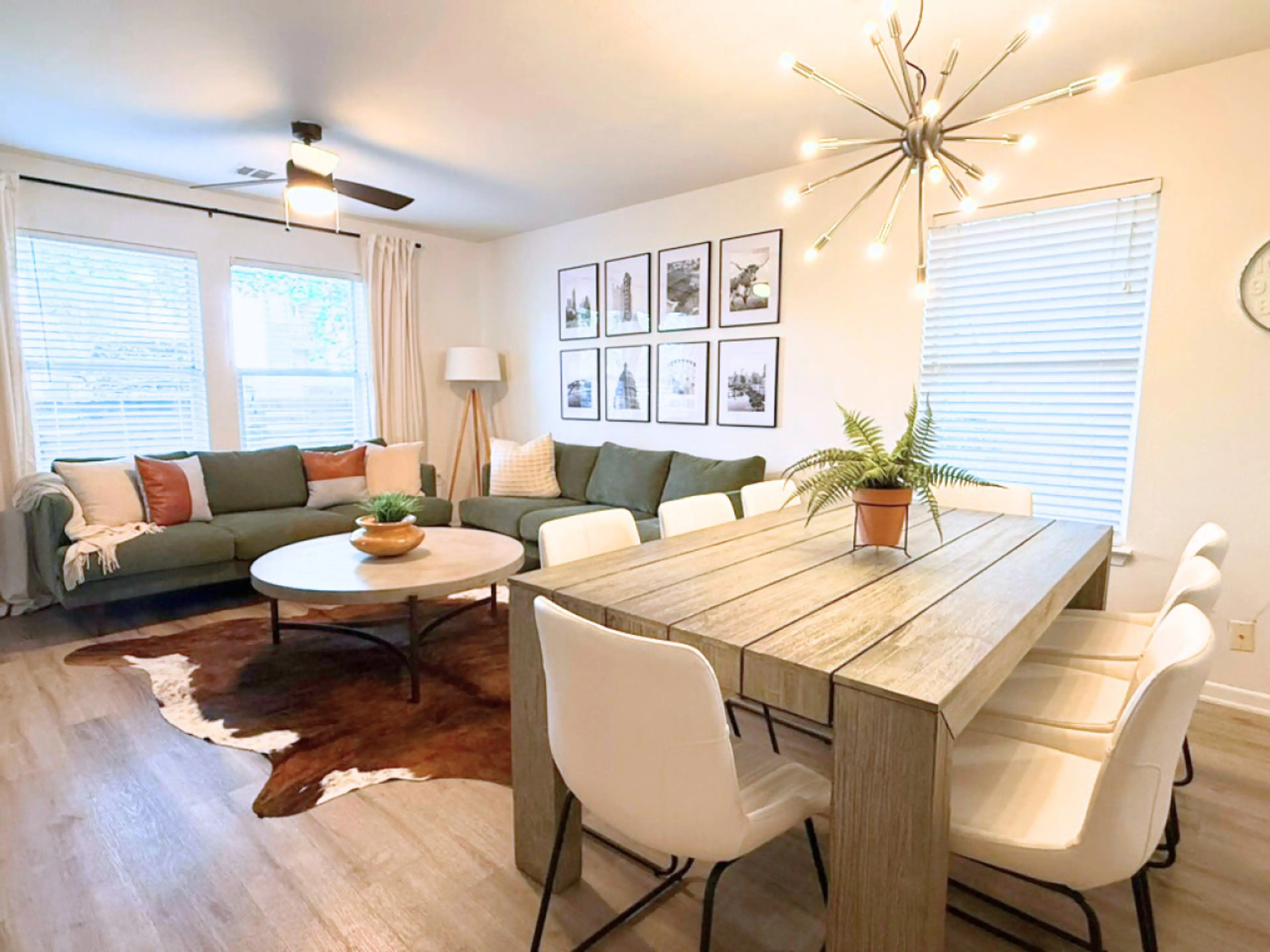 Modern open-concept layout with room for 10