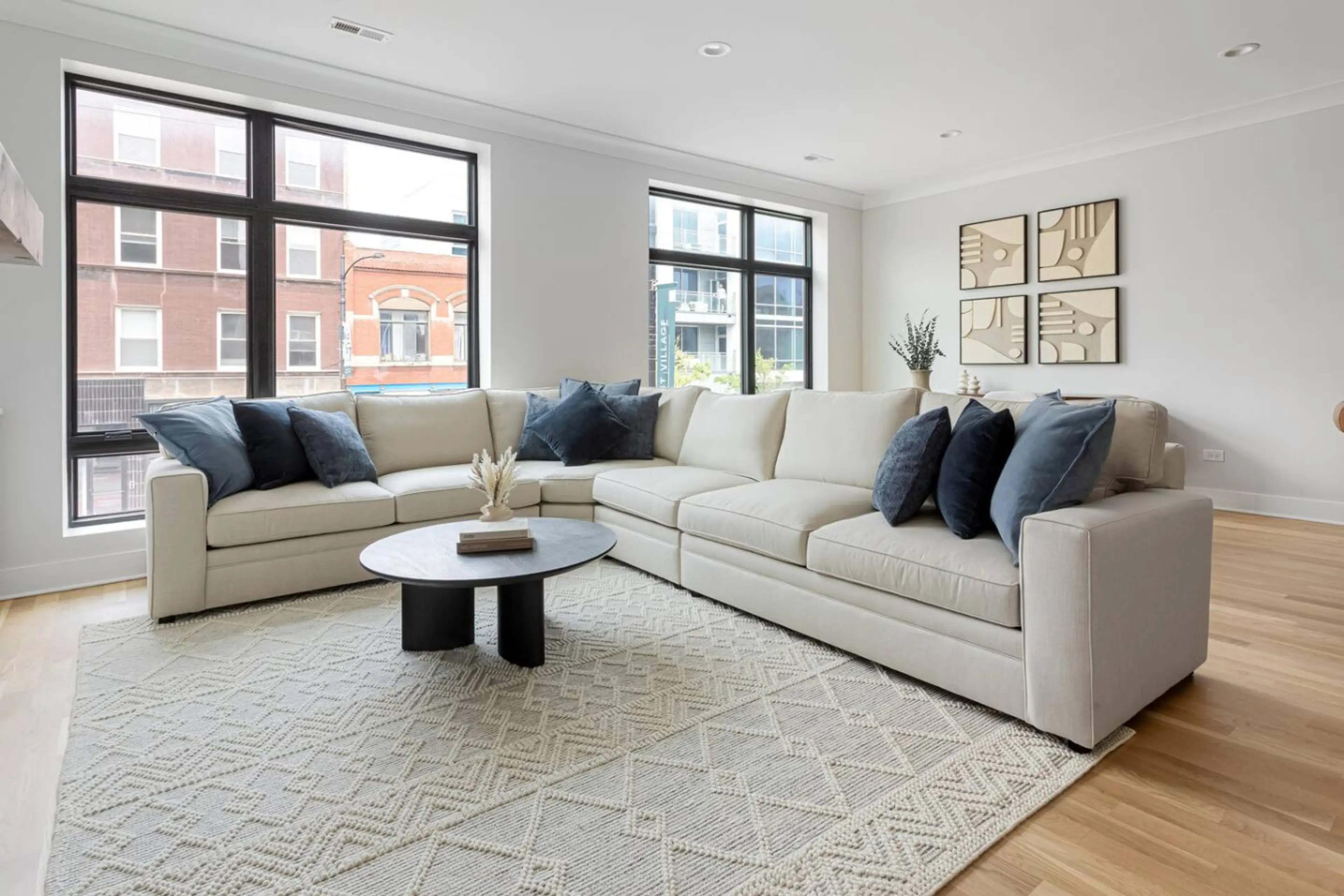 Massive 12' Pottery Barn sectional sofa with full pullout memory foam mattress