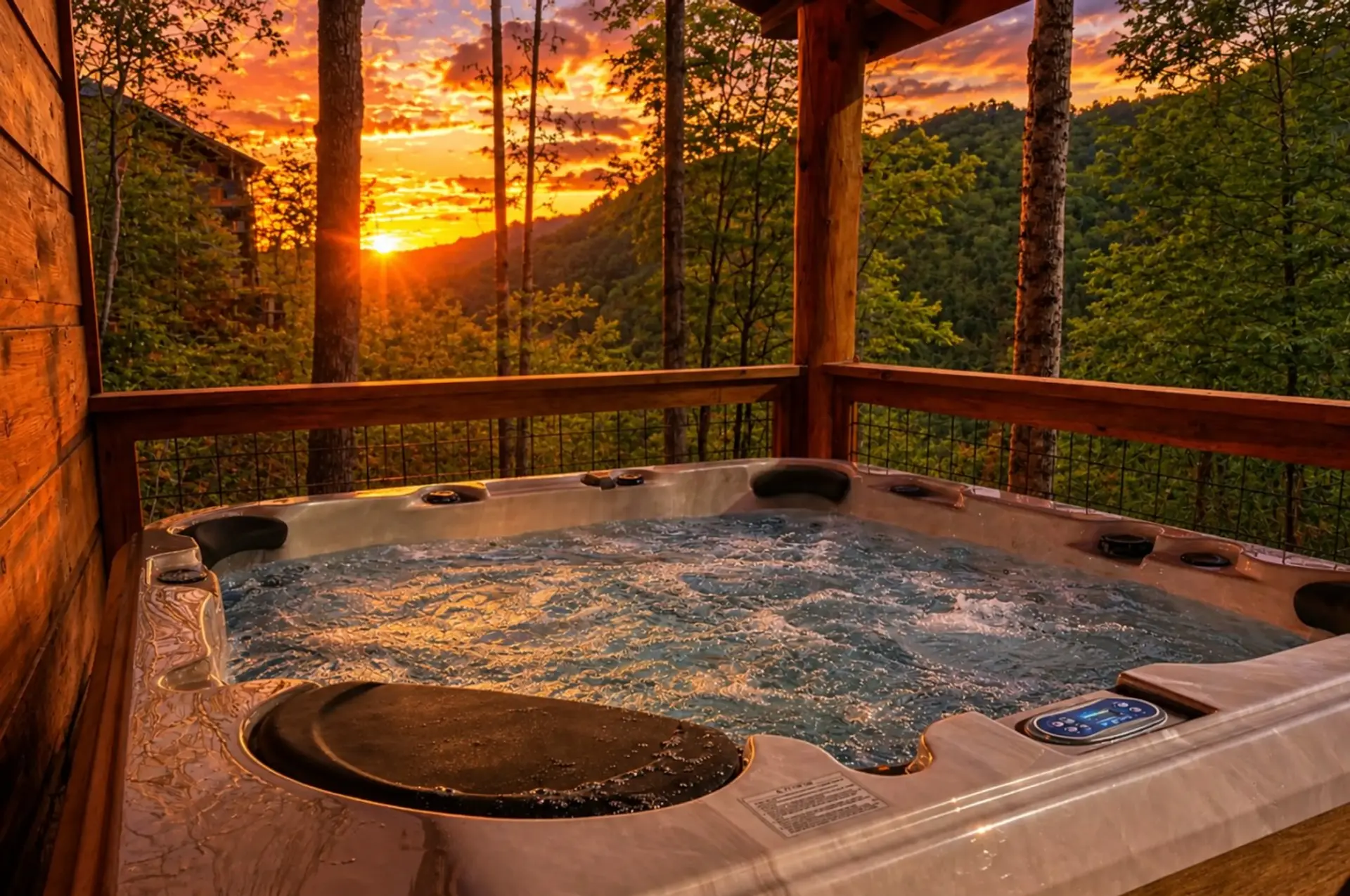 Private hot tub surrounded by nature