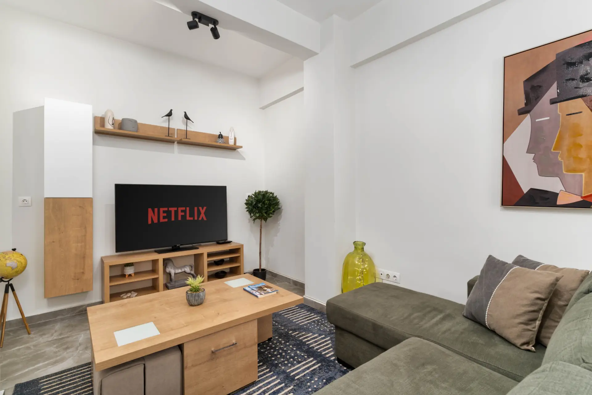 Modern living space with smart TV and Netflix access — designed for easy nights in