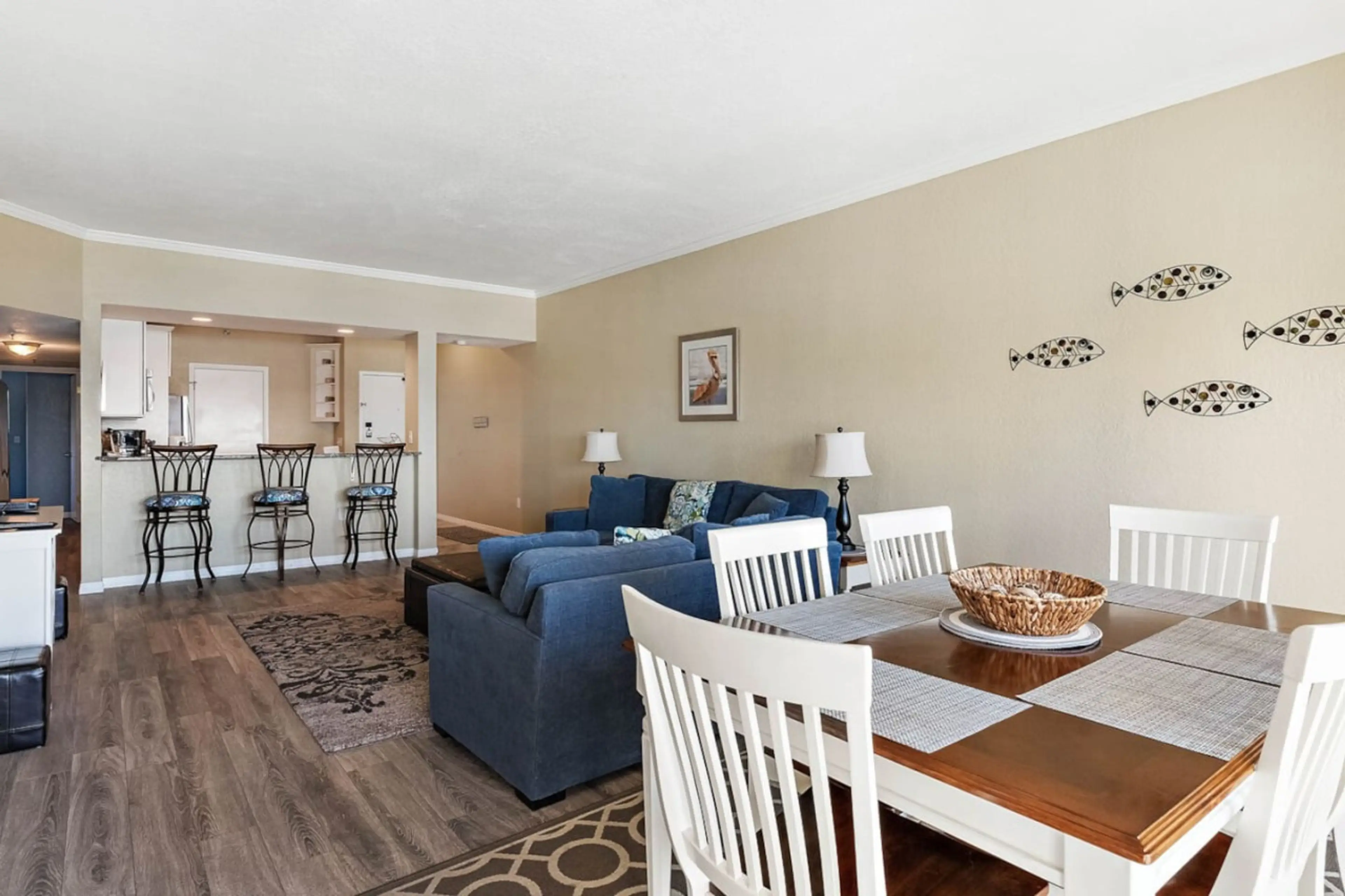 Living and Dining Area with Breakfast Bar