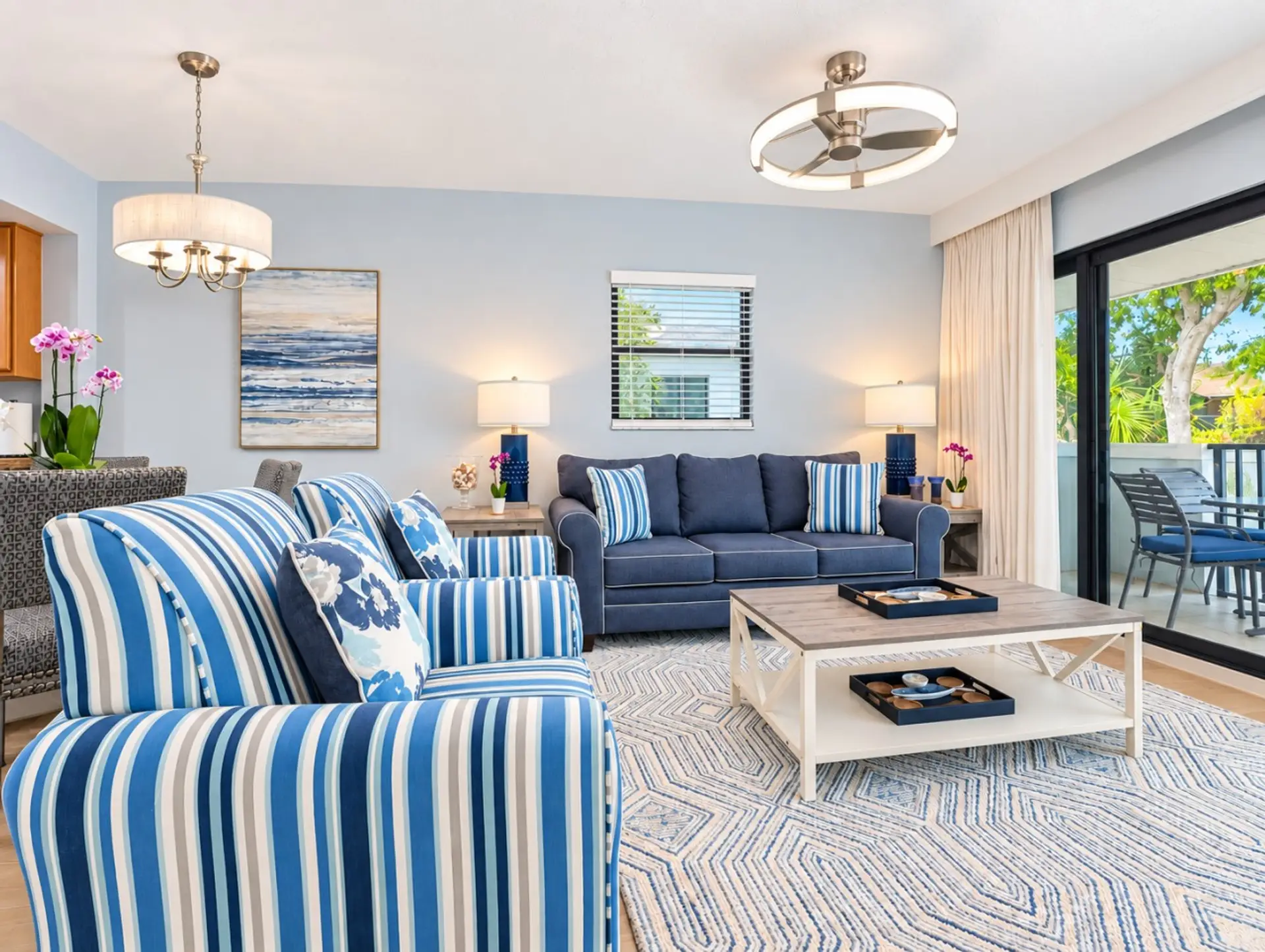 Choose your favorite seat and settle into vacation mode in the inviting coastal living area.