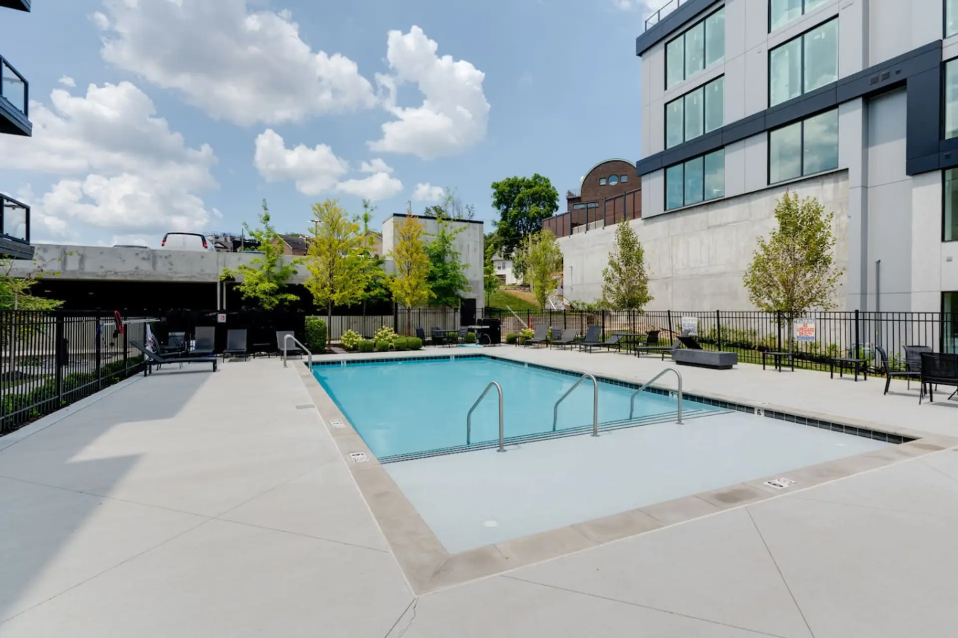 Sunny community pool area.