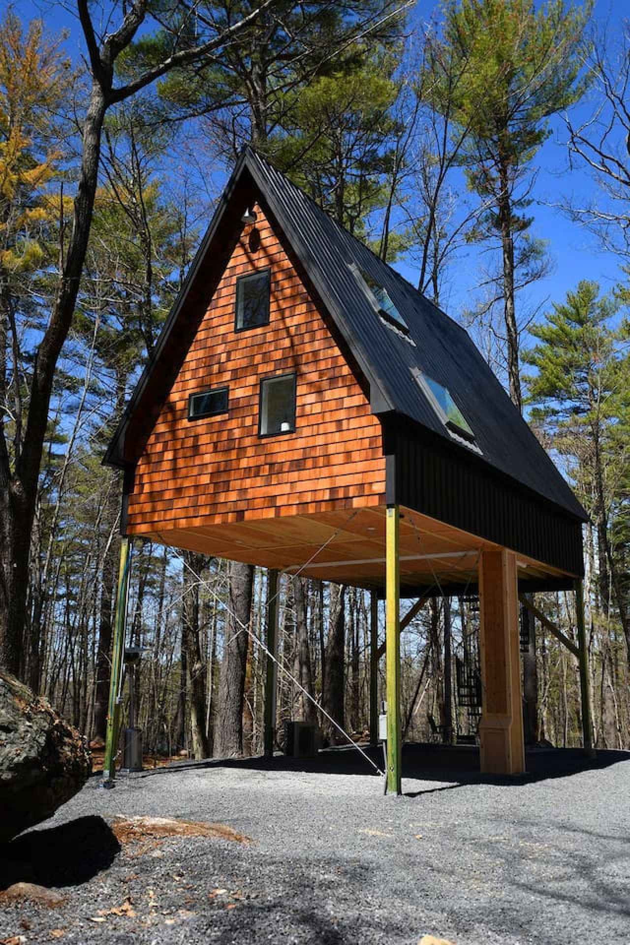 Luxury Year-round A-frame Treehouse with private hot tub, private dock ...