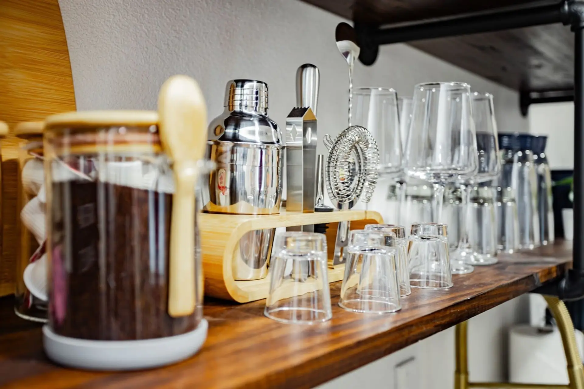 Cocktail Corner: Mix up your stay with our sleek bar setup for memorable evenings!