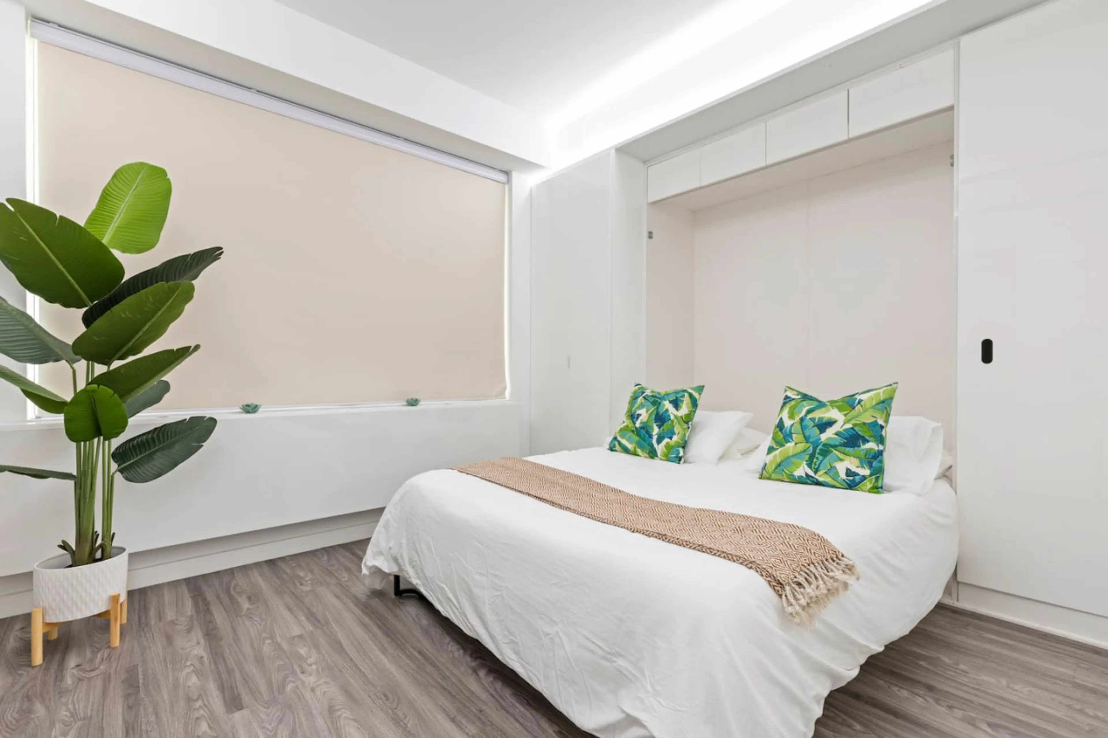As you lie back on the queen bed, you are surrounded by elegant decor and a soothing color palette that calms the senses.