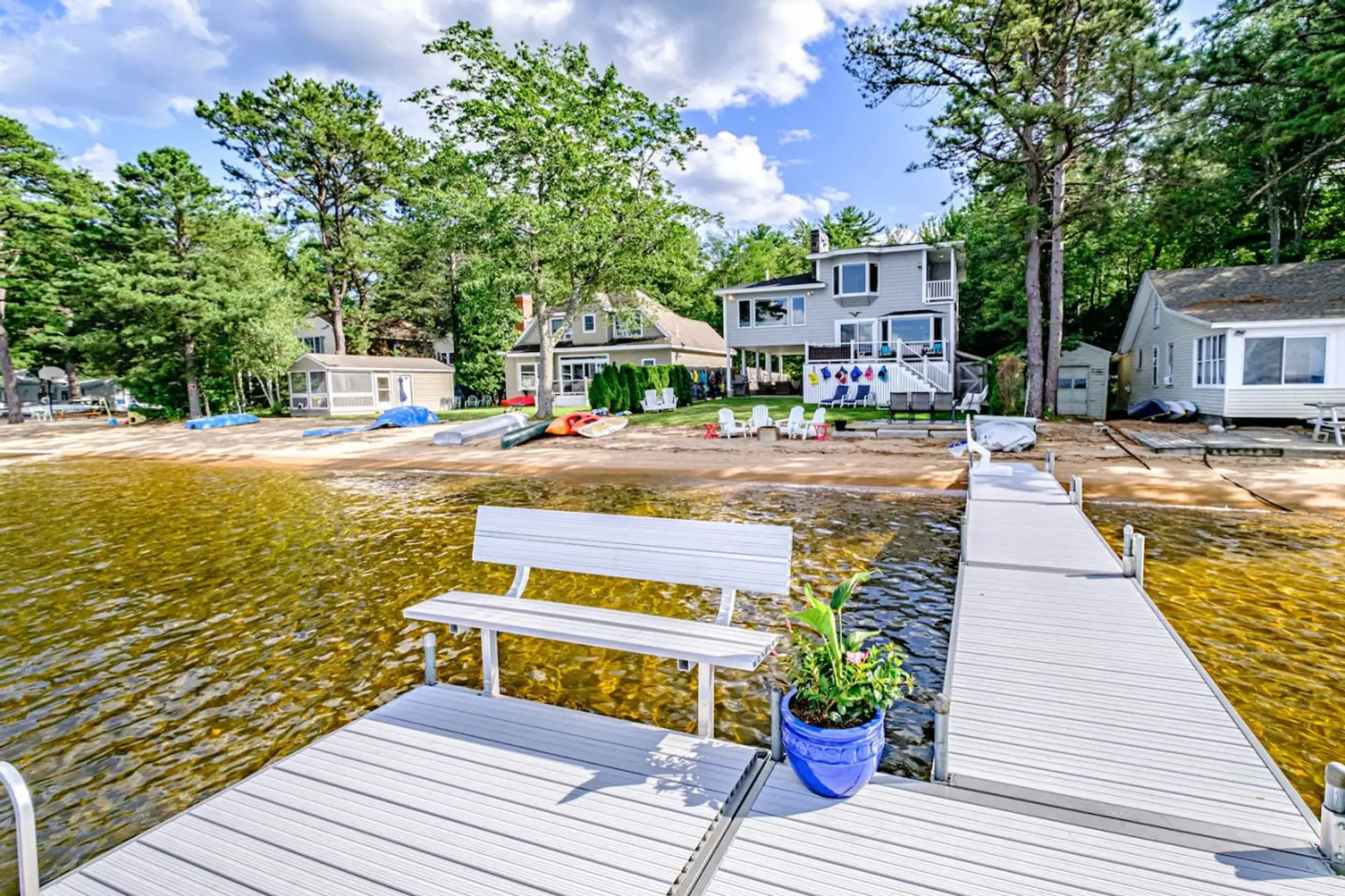 Exterior - 50 ft Sandy Beach, Private Dock and Mooring