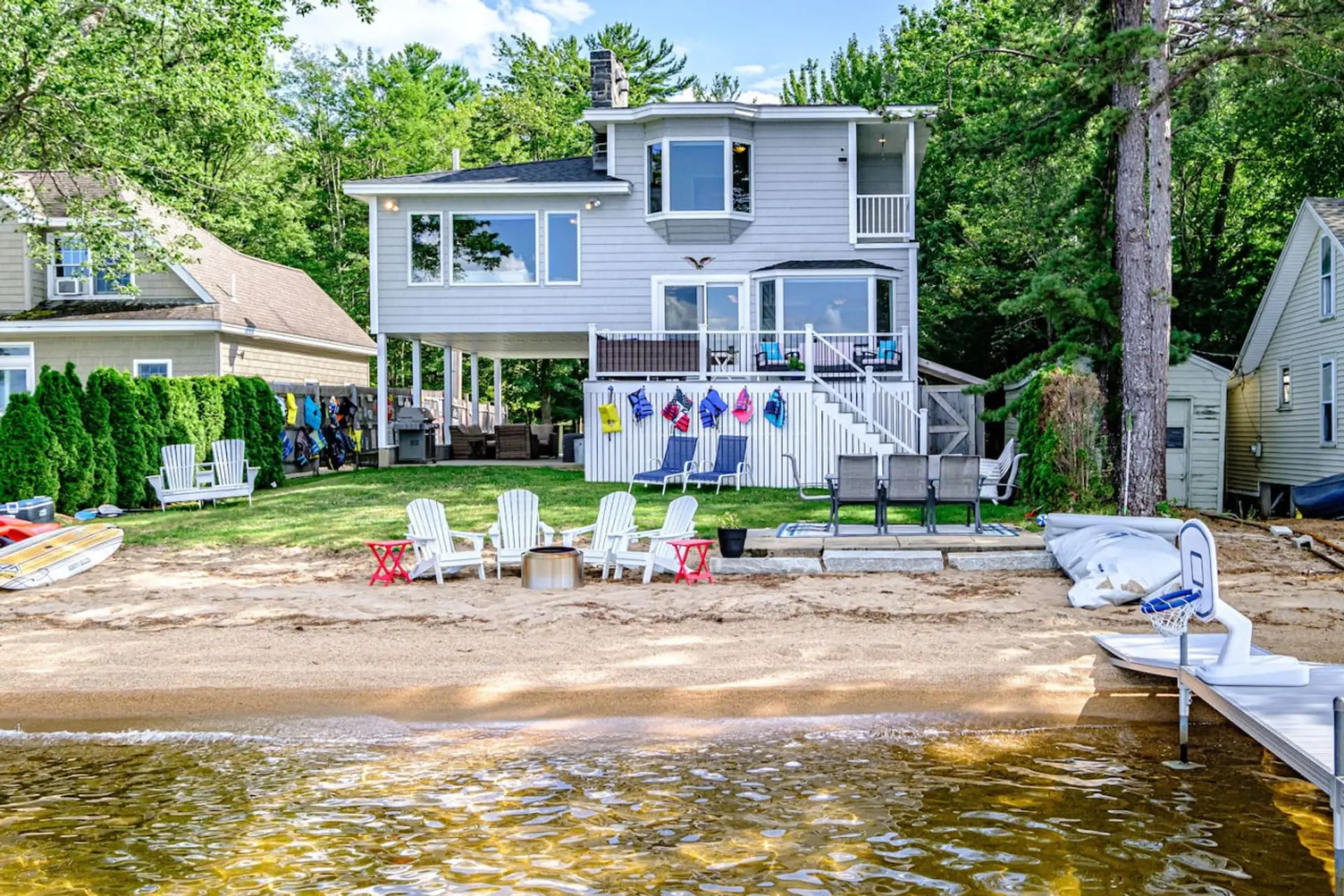 Exterior - 50 ft Sandy Beach, Private Dock and Mooring