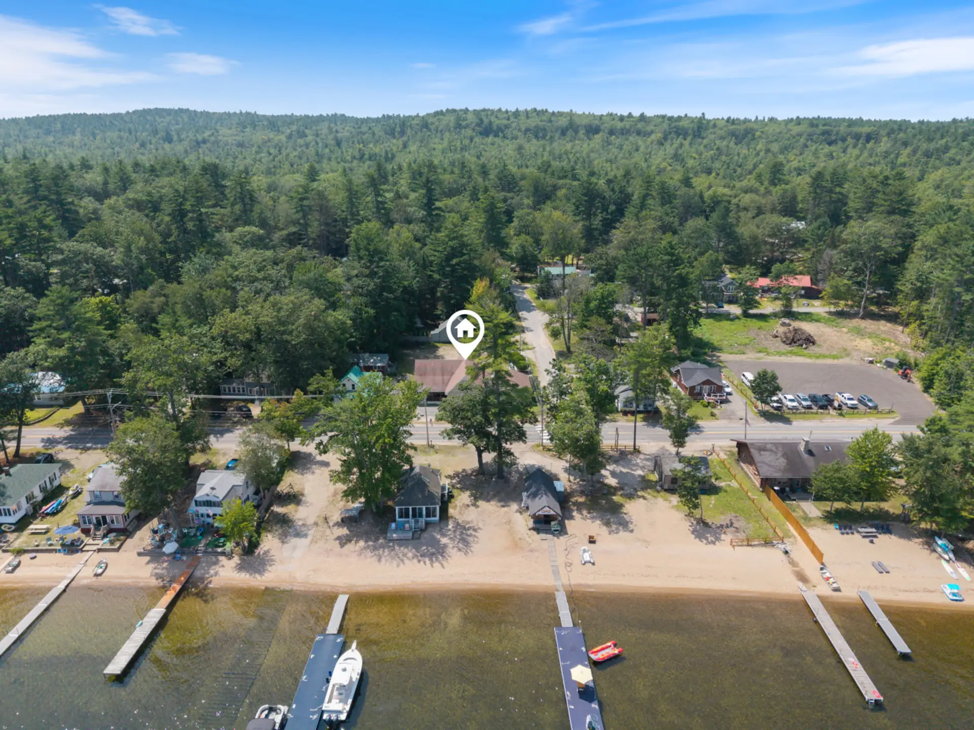 Sky view - dock/mooring access and private sandy beach access