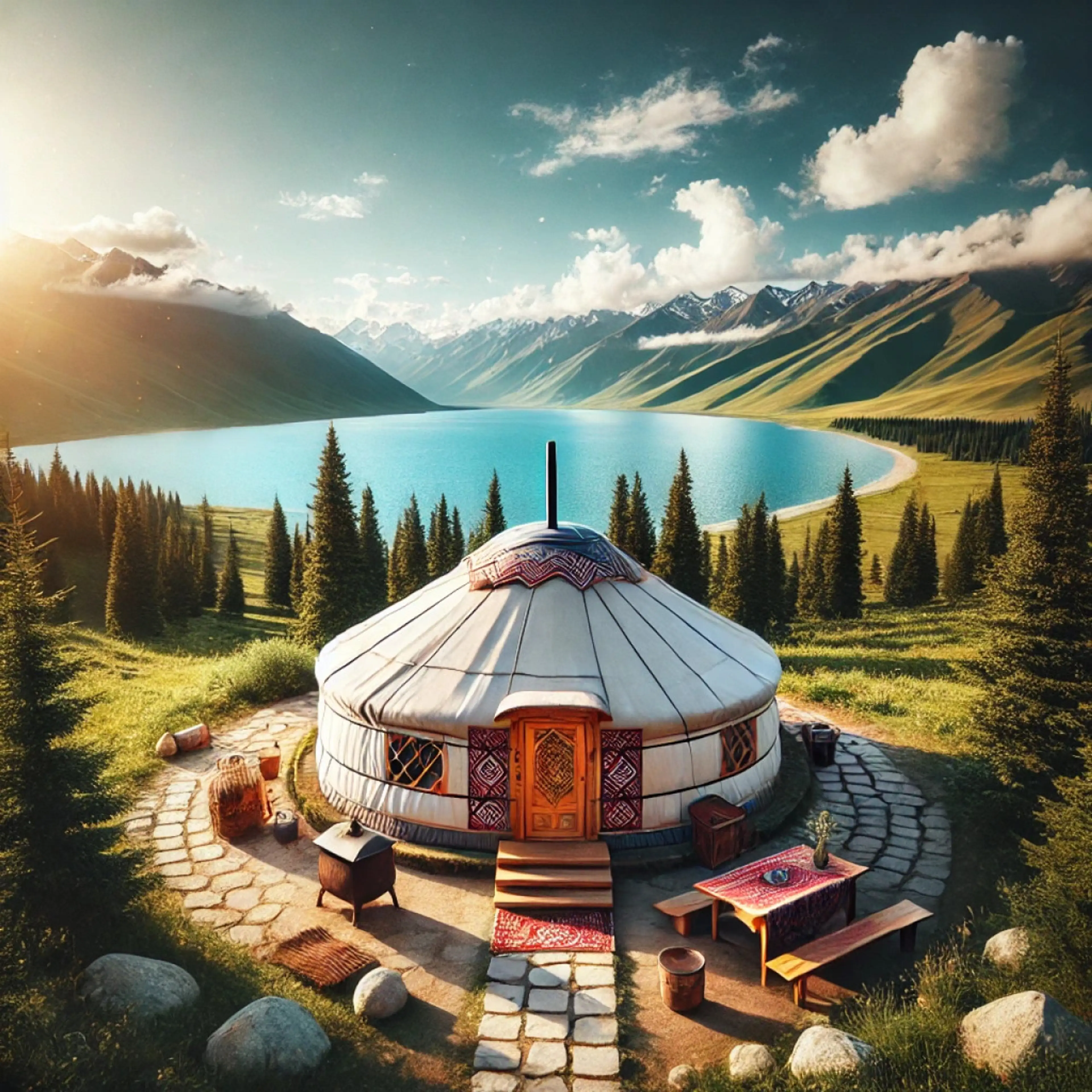 Traditional Yurt Near Issyk-Kul Lake in Kyrgyzstan