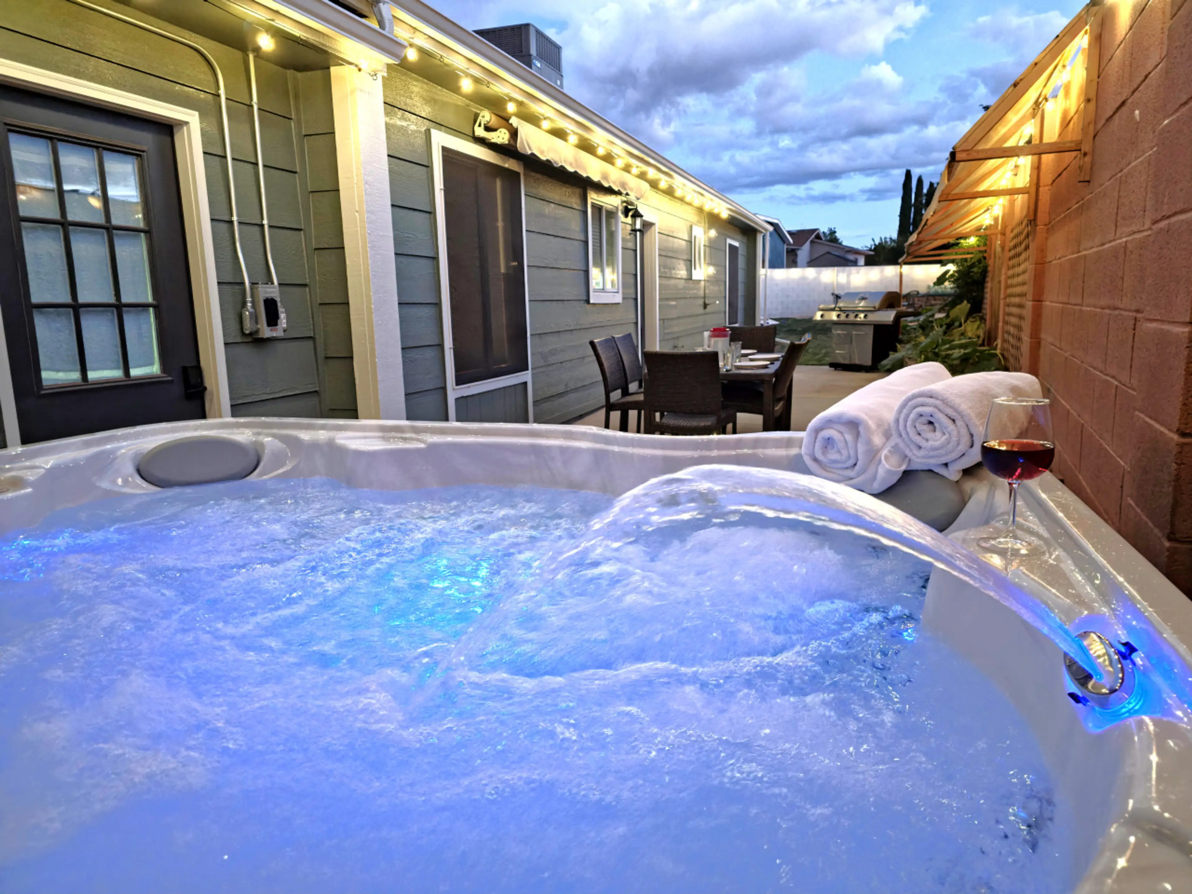 Hot Tub and Backyard