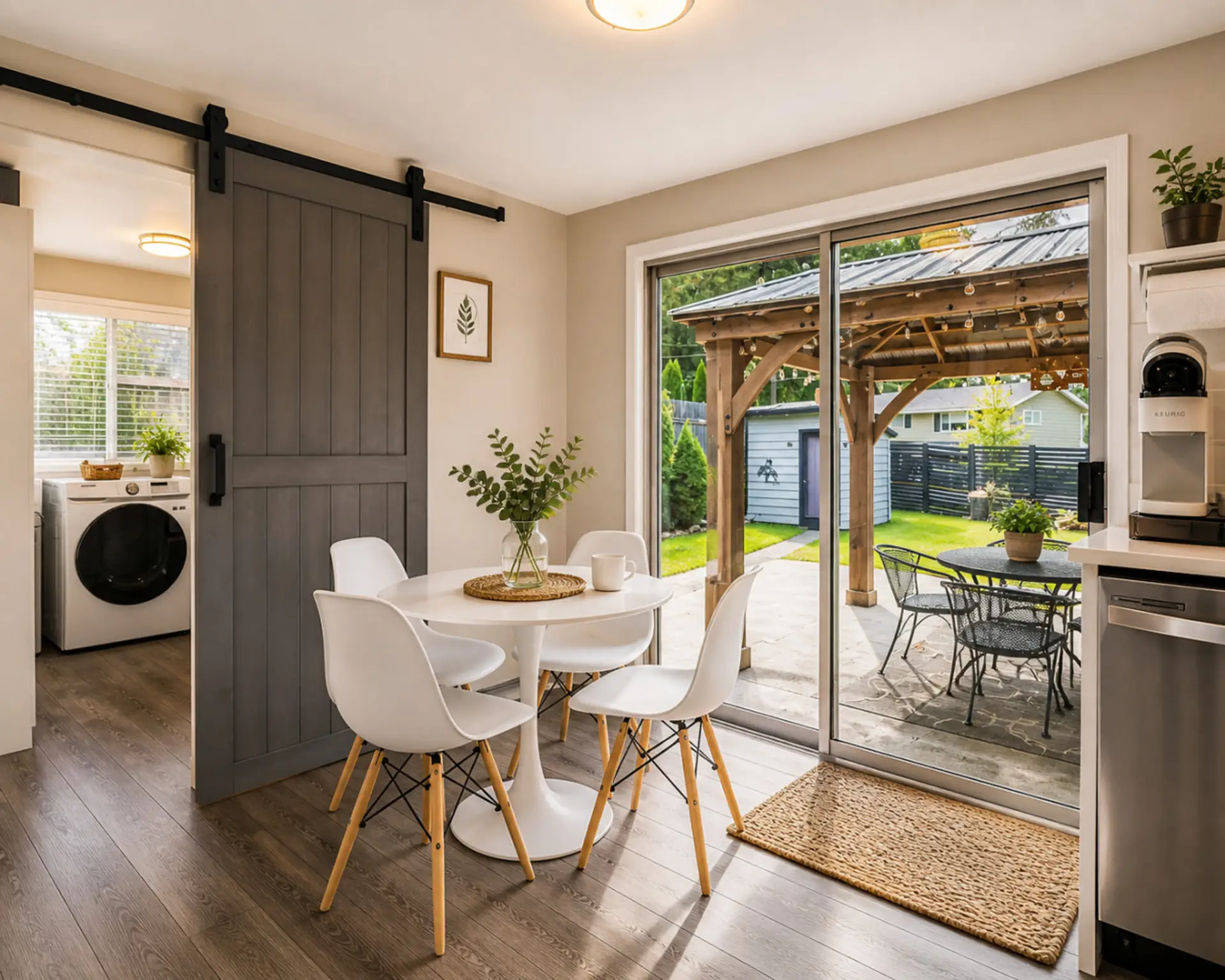 Dining nook with Newly Renovated Kitchen Appliances