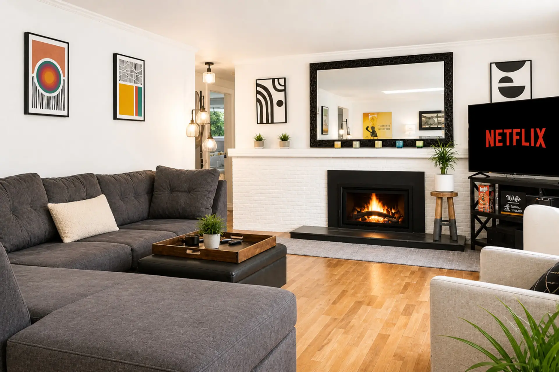 Cozy modern living room with Gas Fire