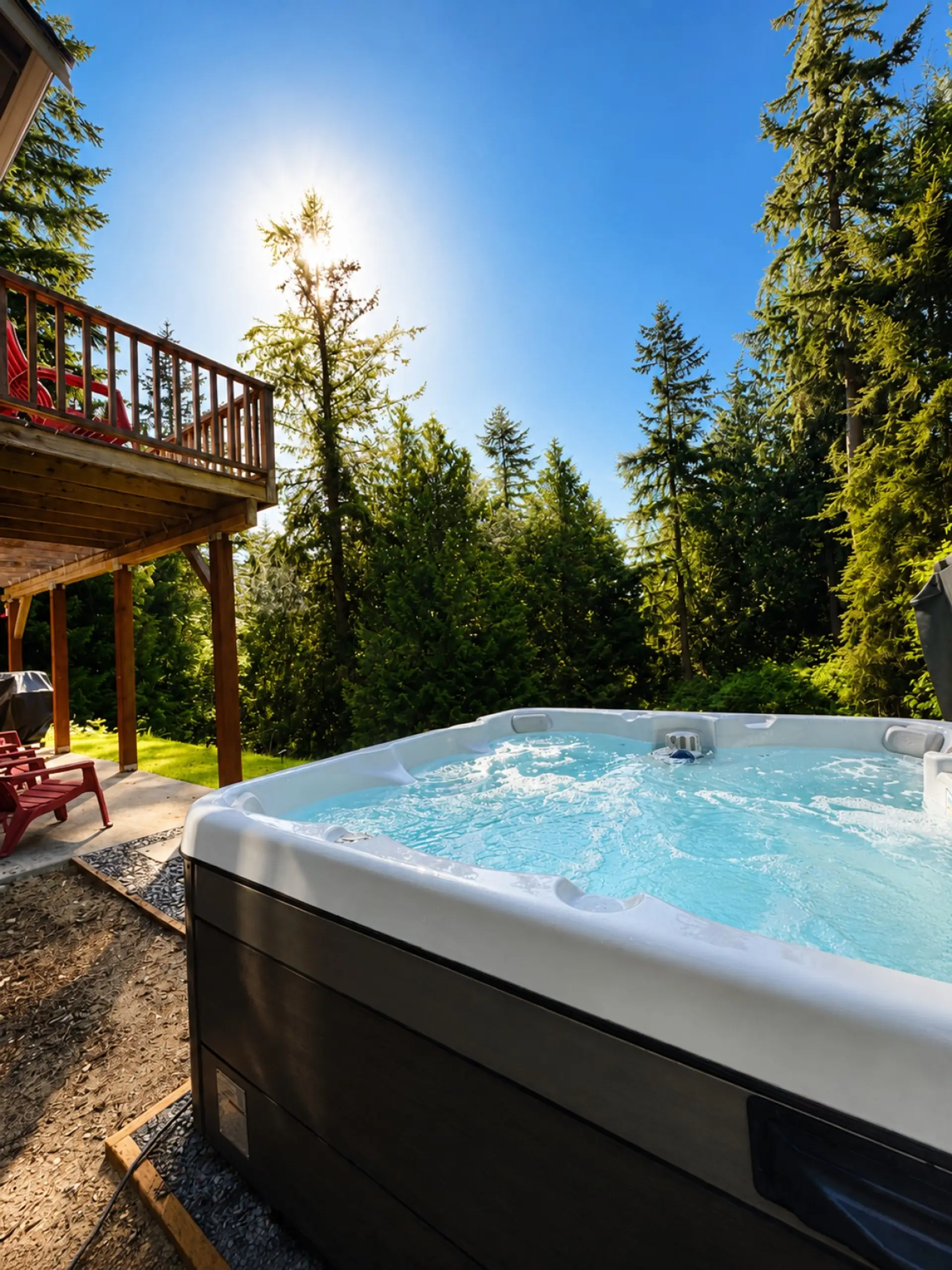 Private hot tub surrounded by trees for a relaxing forest retreat