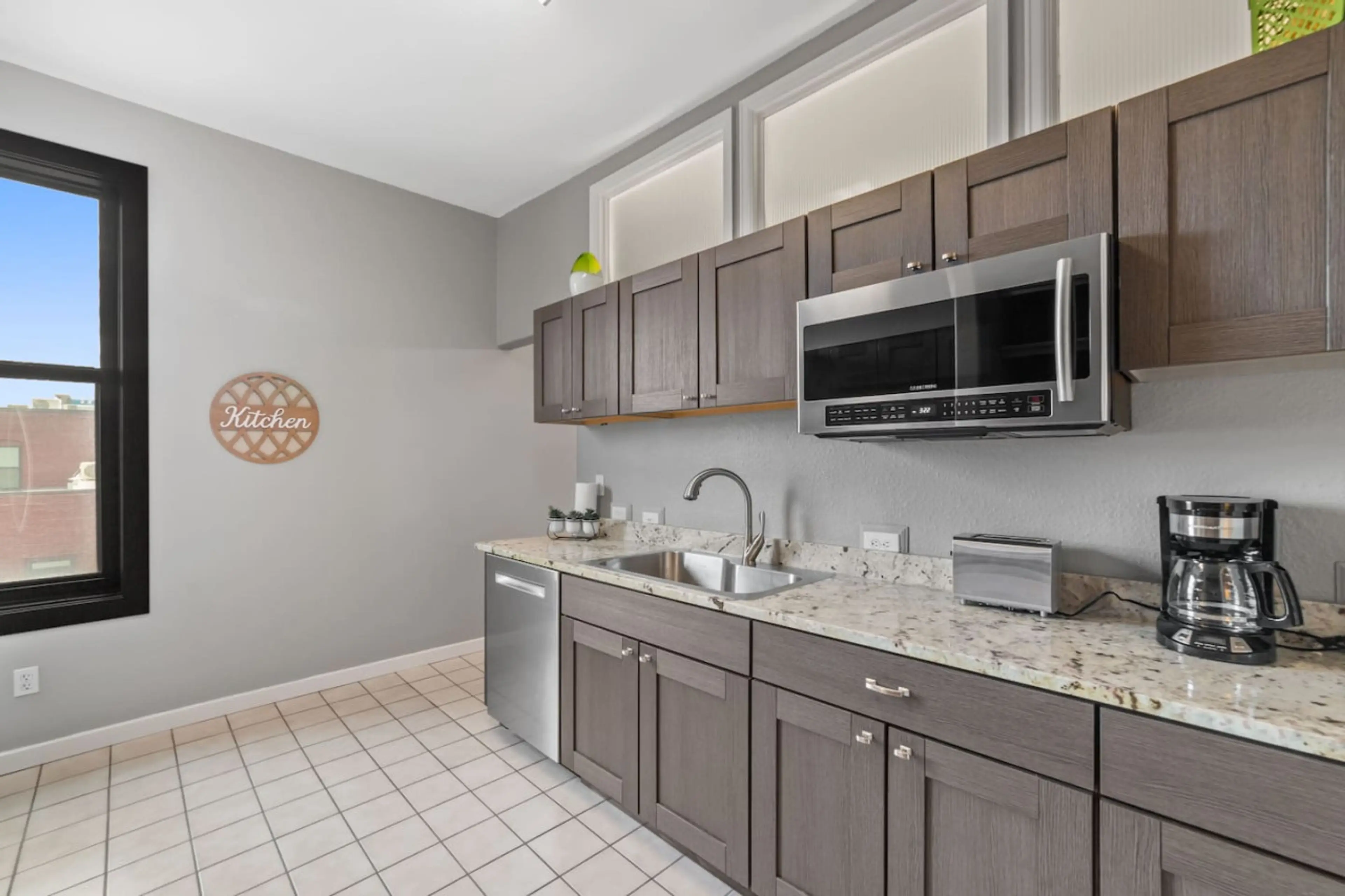 Updated kitchen with stainless steel appliances