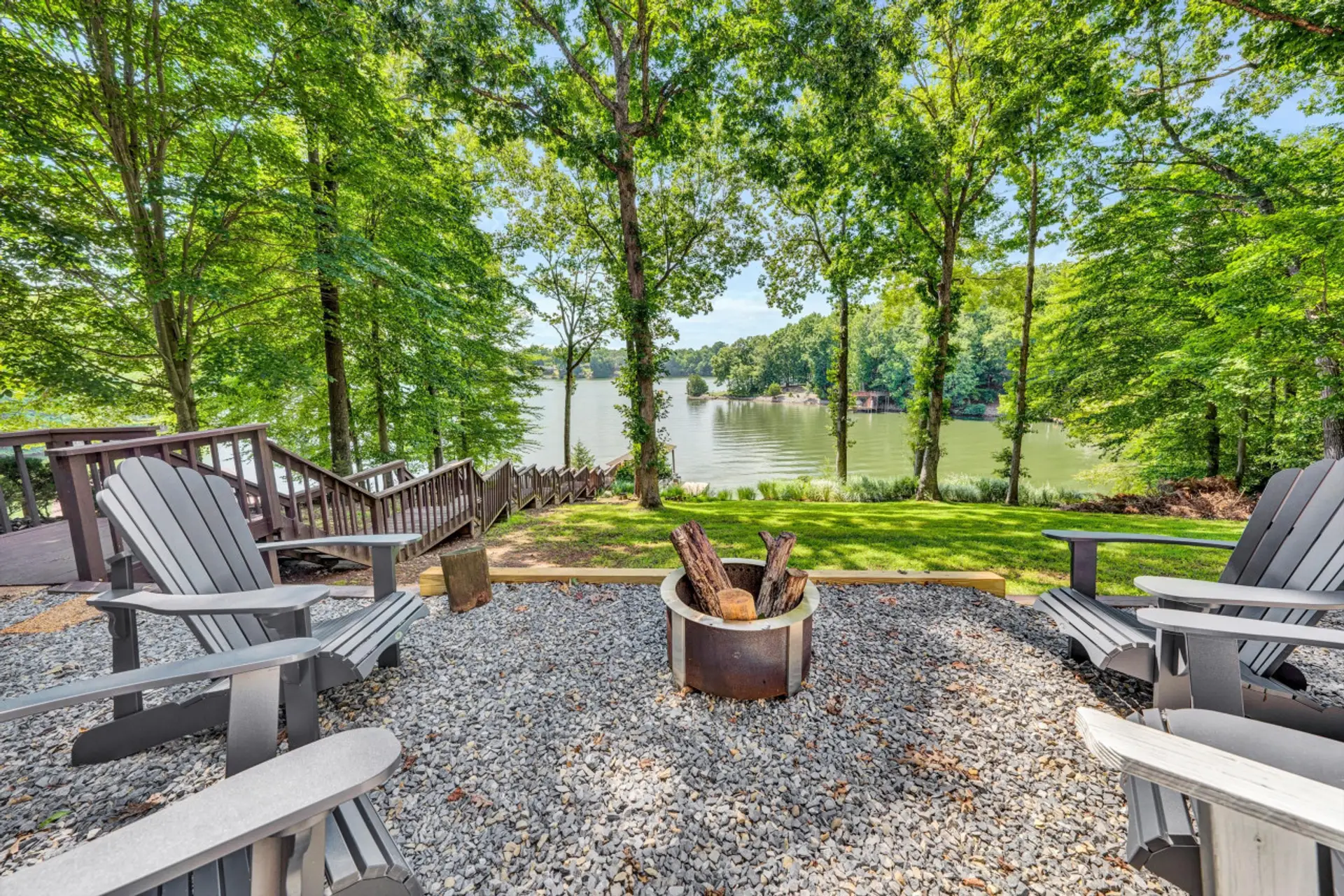 Relax around the fire pit at the end of the day to exchange tall tales of fishing, boating swimming