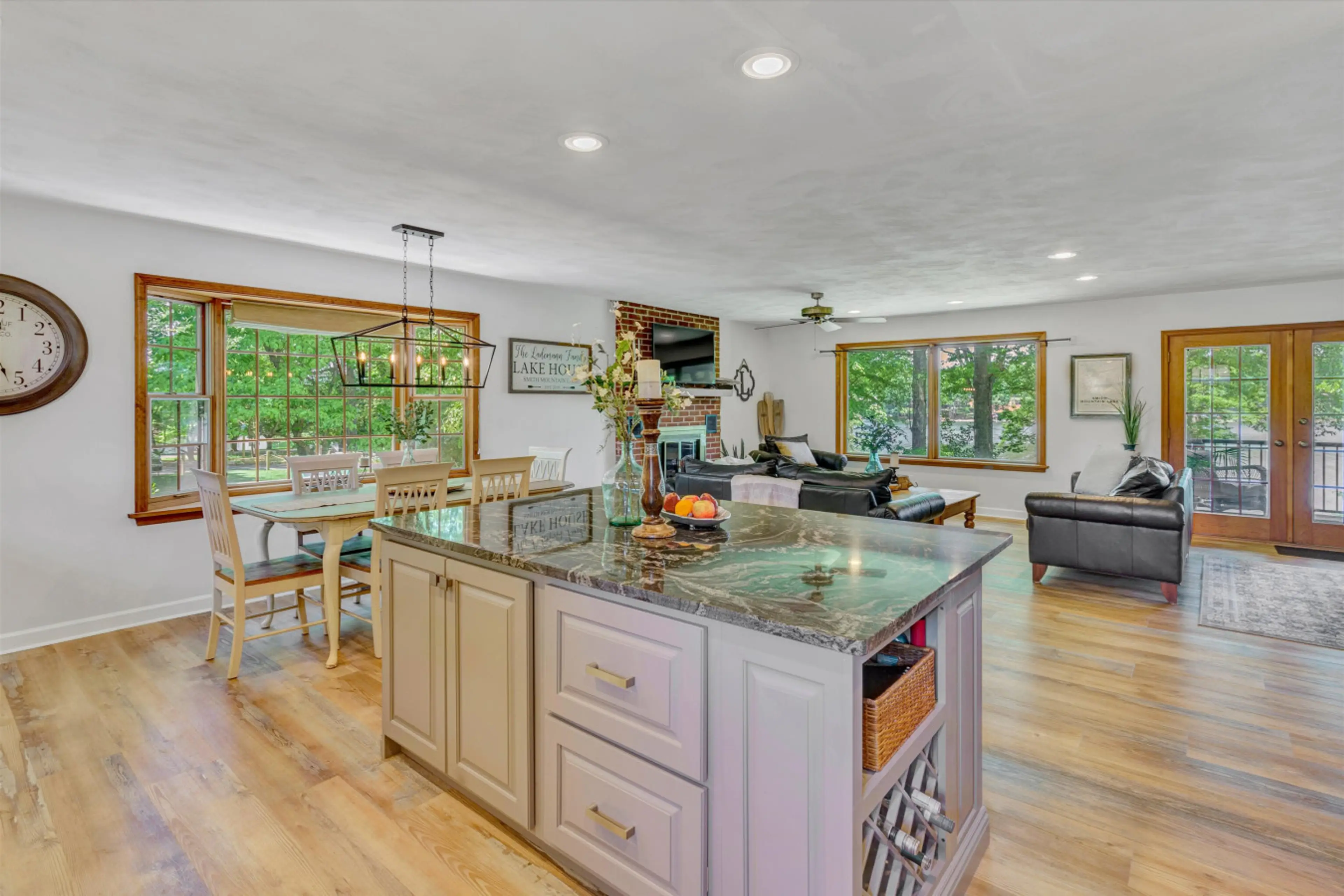 Open concept living area open to the kitchen