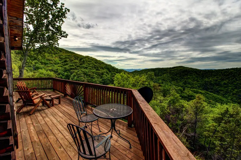 Bistro table on the deck, morning coffee with a view