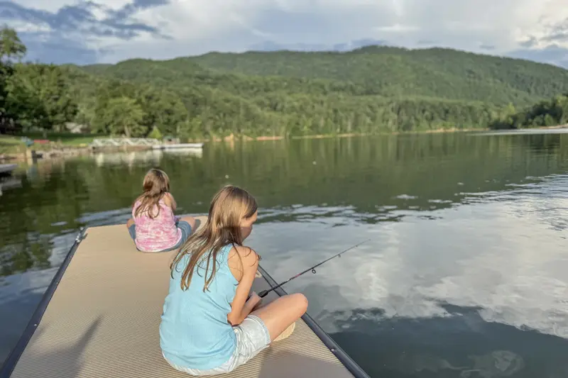 Fishing off the dock at Watauga Lake