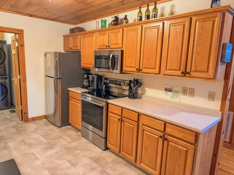 New stainless steel appliances in the kitchen