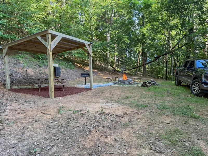 Covered picnic shelter at the retreat, 0.2 miles from the cabin