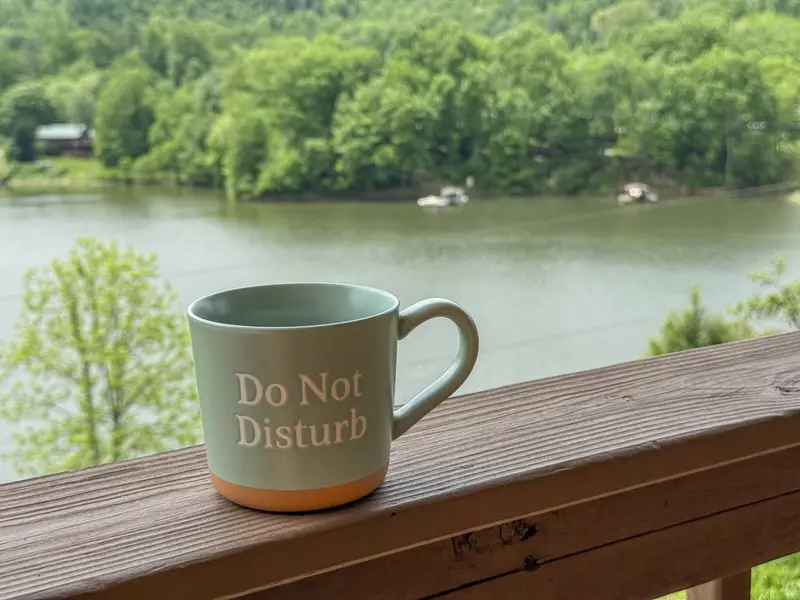 Morning coffee overlooking the water