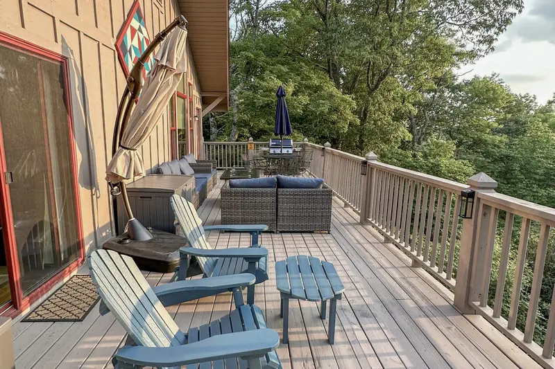 Gas grill and fire table on the main deck