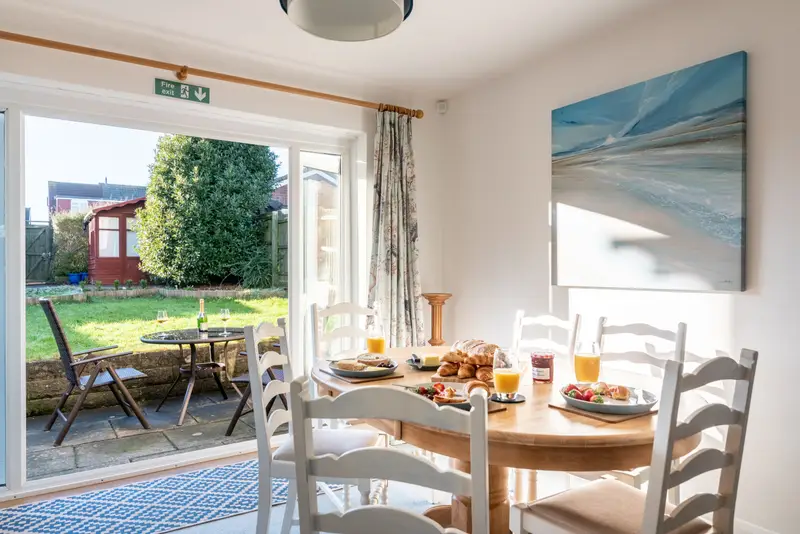 Contemporary living space with harbour views over Cardiff Bay at Port View House, Penarth