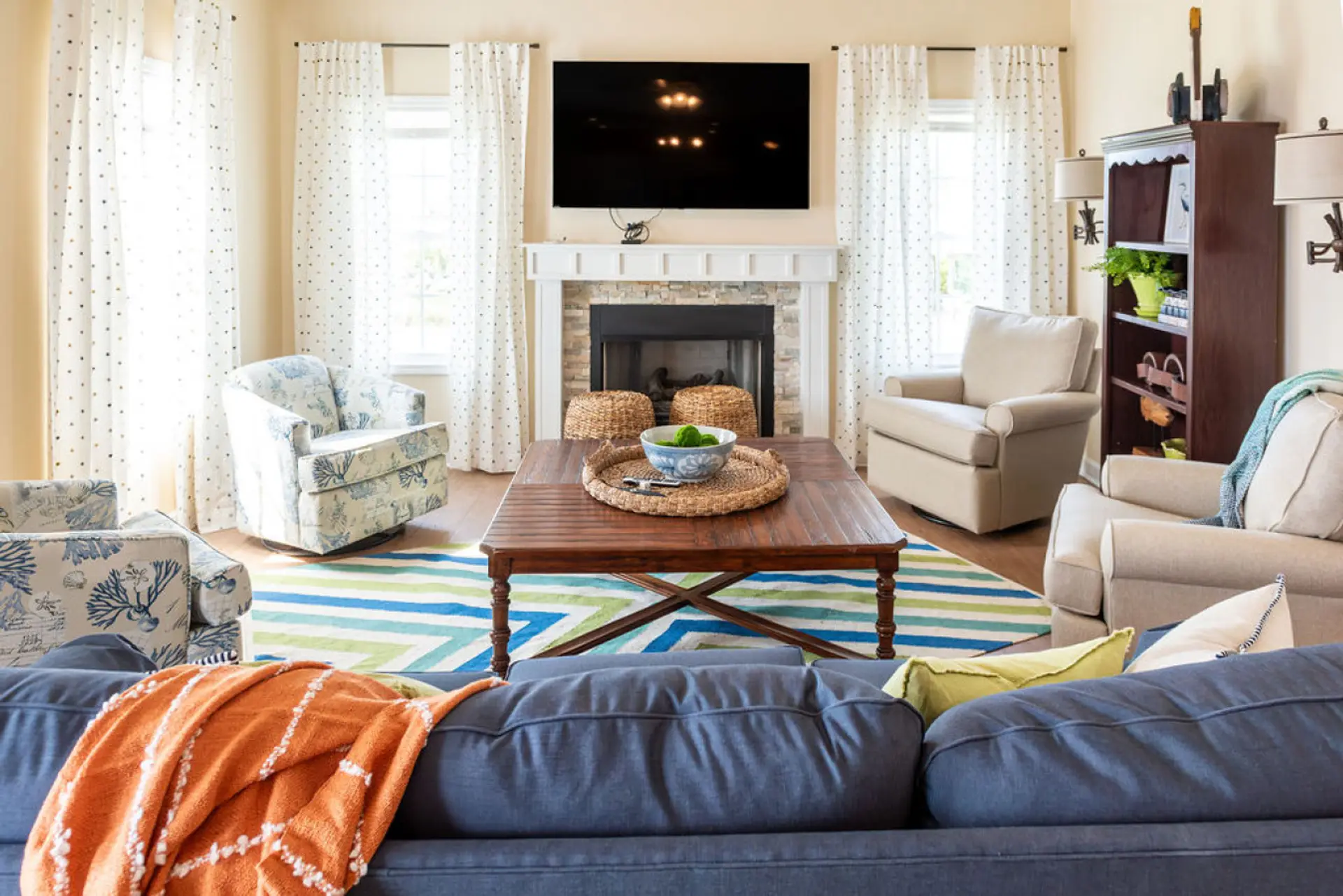 Gorgeous designer living room, styled for comfort and appeal.