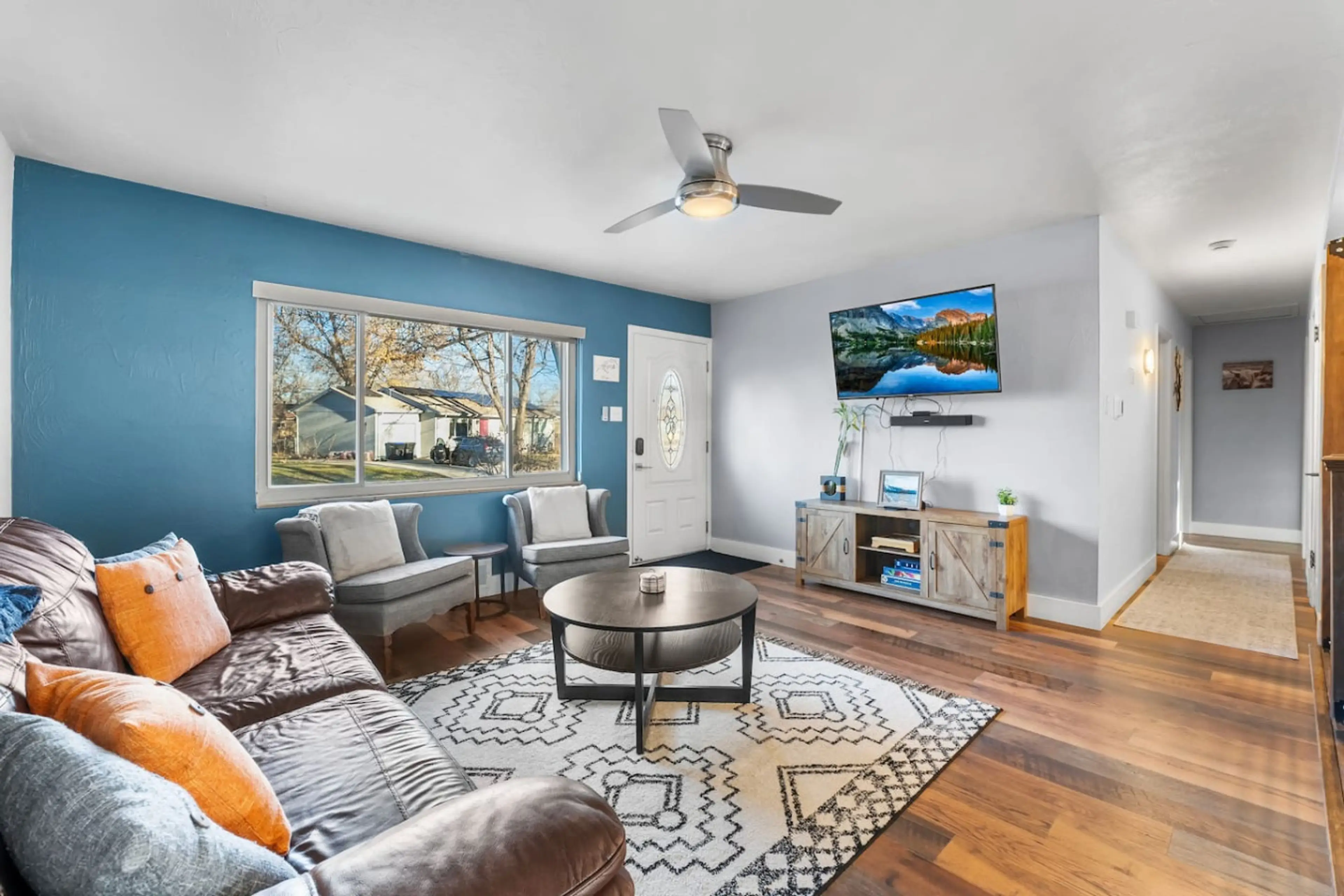 Lounge around in the living room after a long day exploring Denver