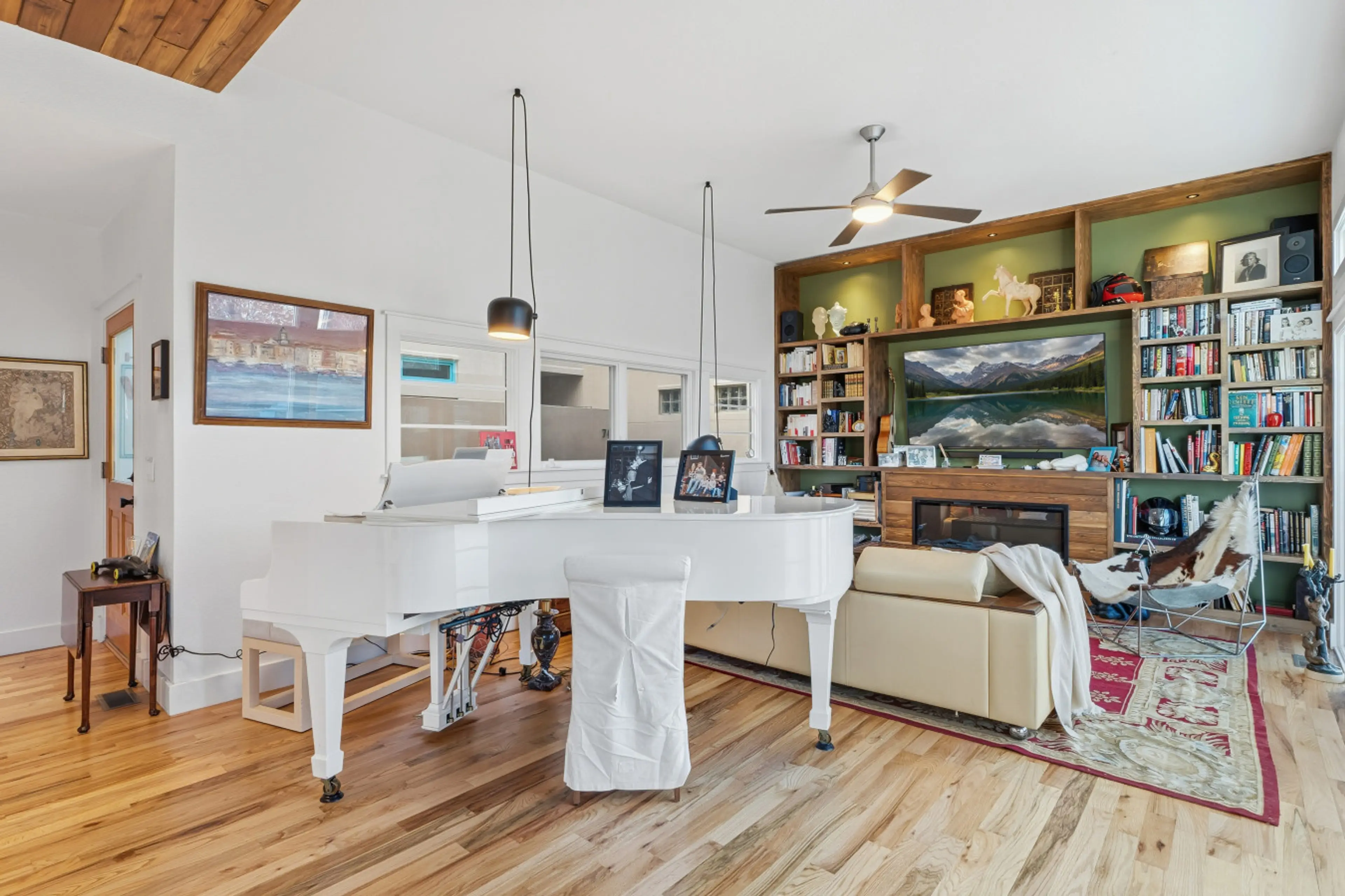 This beautiful piano is ready to be played during your stay!