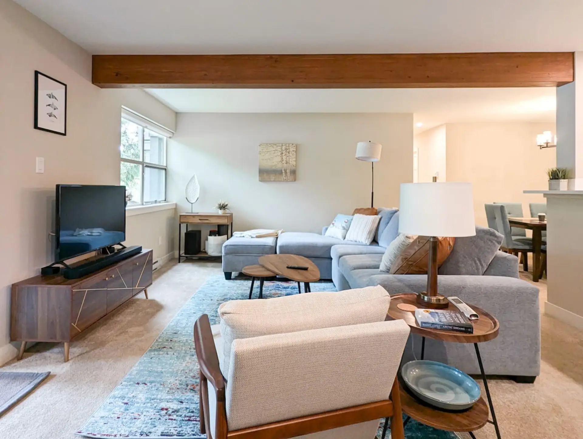 The couch folds out into a full queen bed with a memory foam mattress