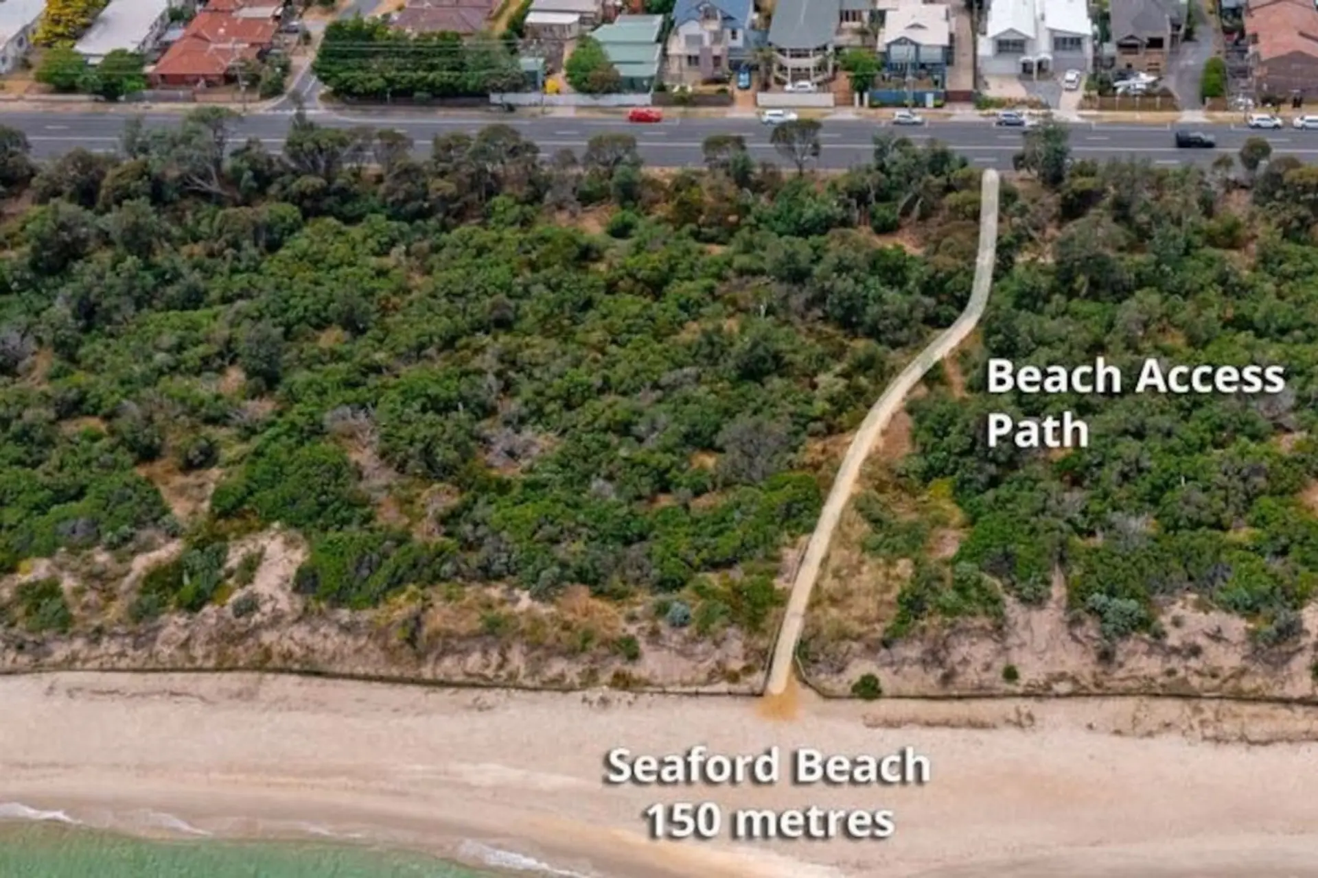 Easy walking distance to Seaford Beach, including a pedestrian track directly across the road.