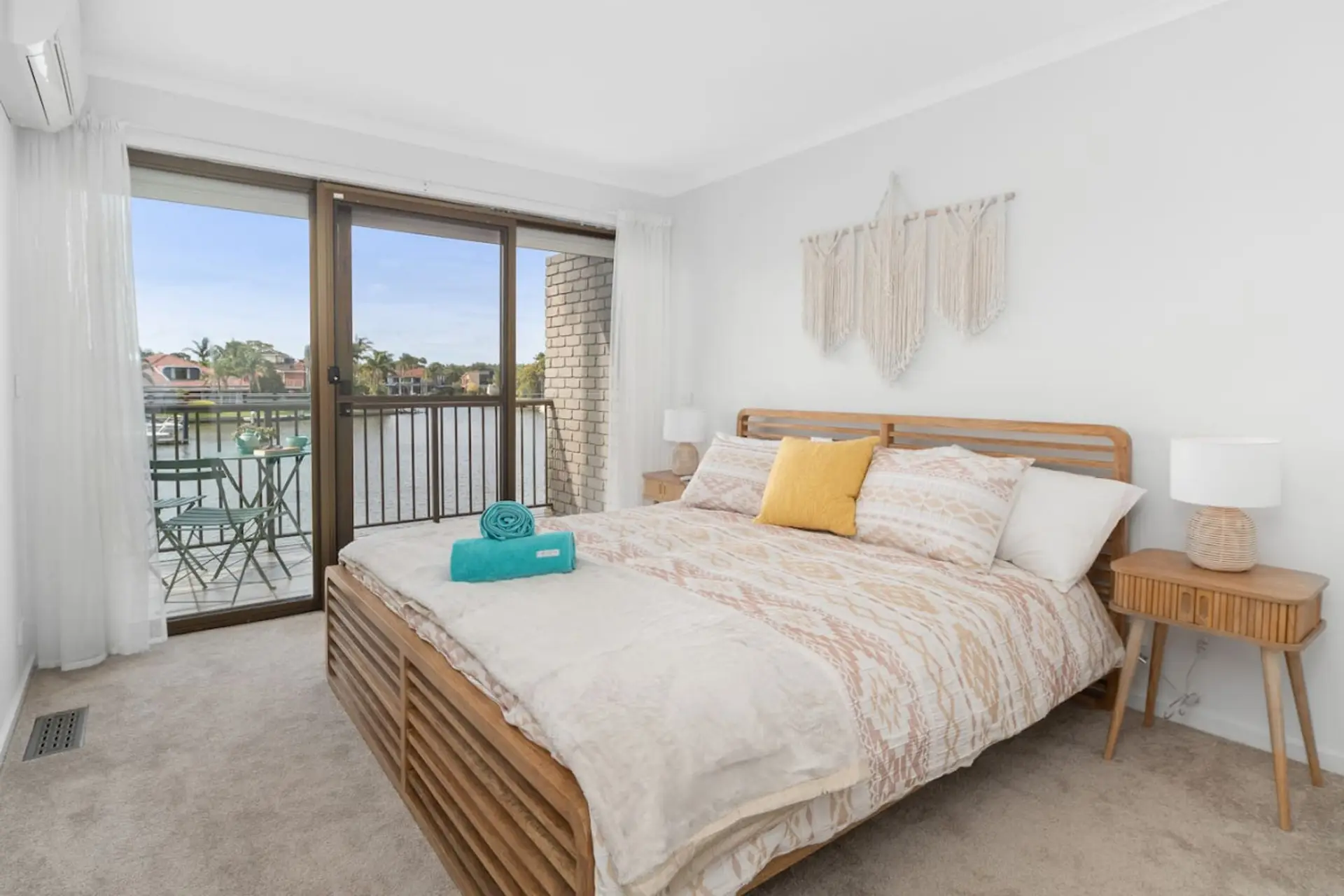Upstairs - Main Bedroom 1 on level 2: Has a Koala king size mattress, Private Balcony over looking the Marina.
