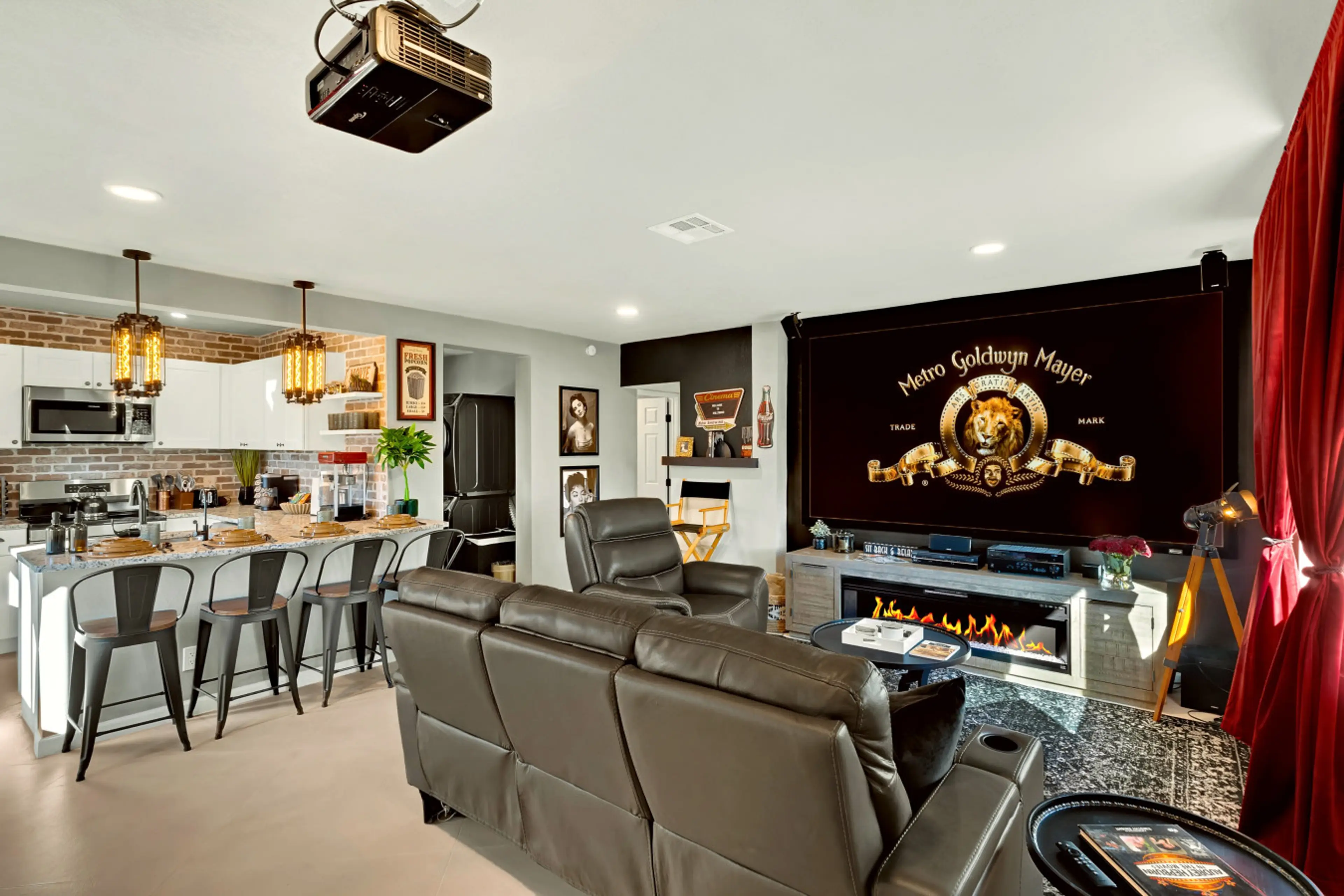 Unwind in plush recliners with 100″ screen & Yamaha sound, your own private Hollywood cinema awaits.