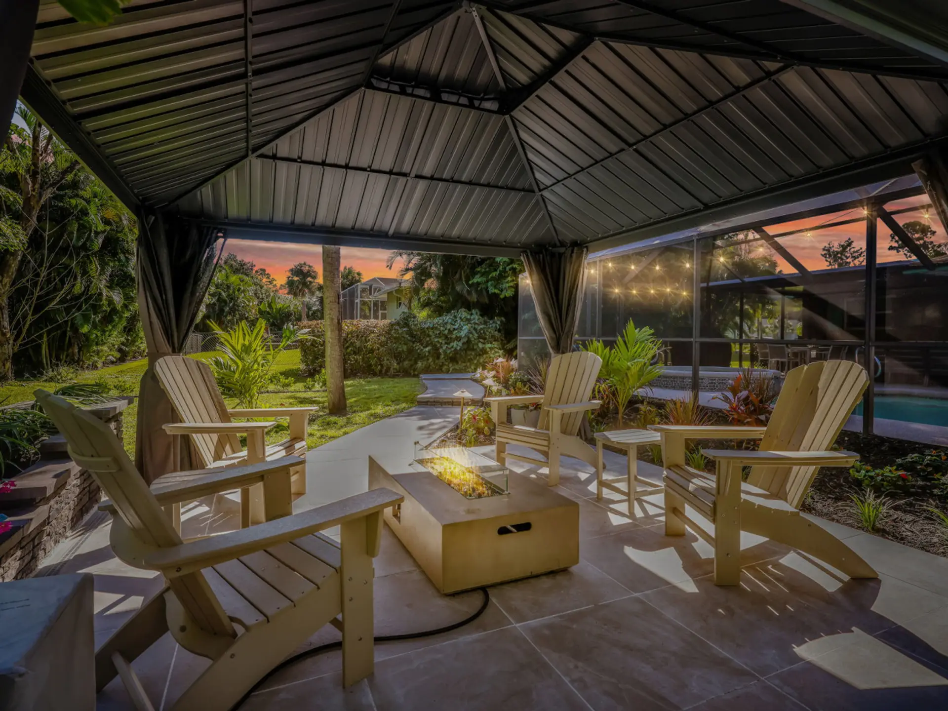 Covered Patio + Fire Table