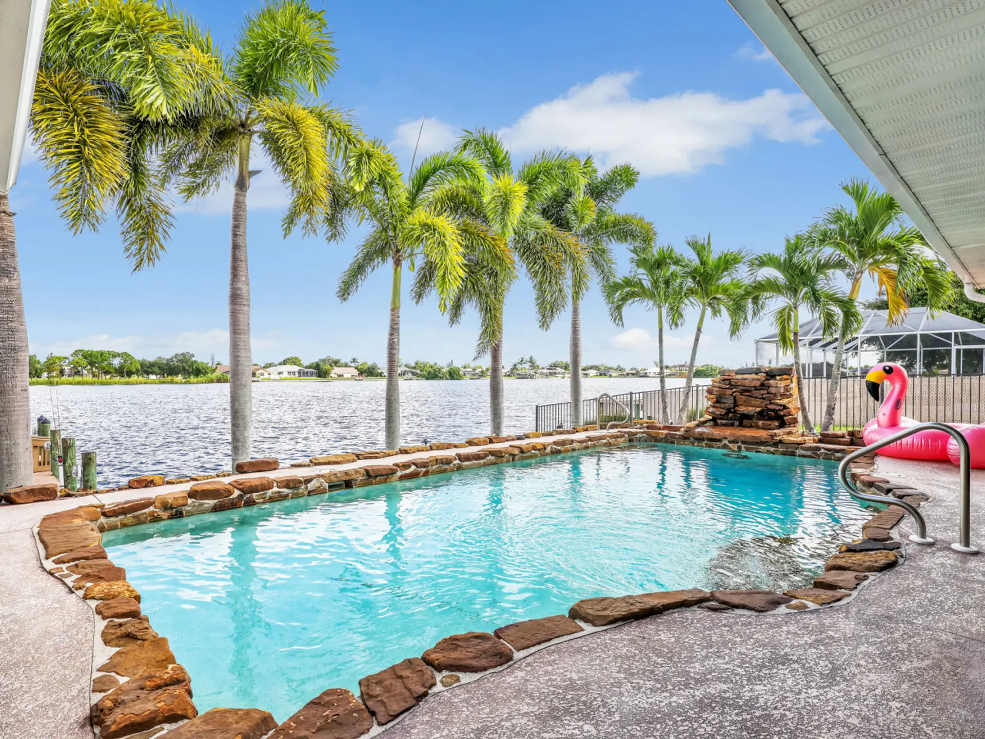 View of the pool overlooking the water