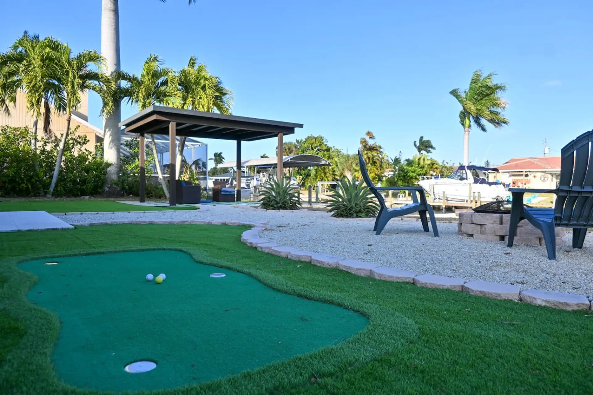 Backyard built for leisure.