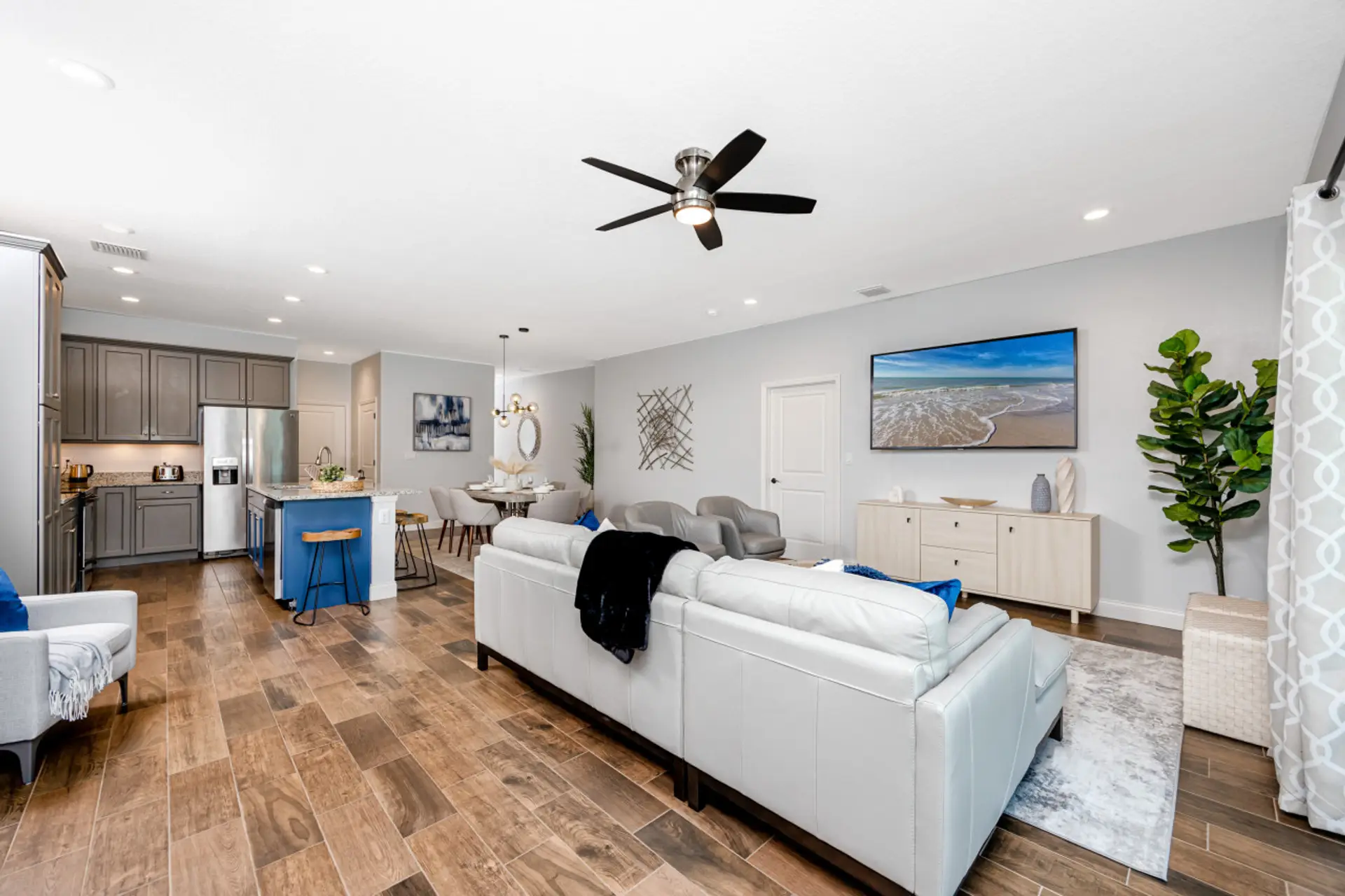 View of open concept living area & kitchen