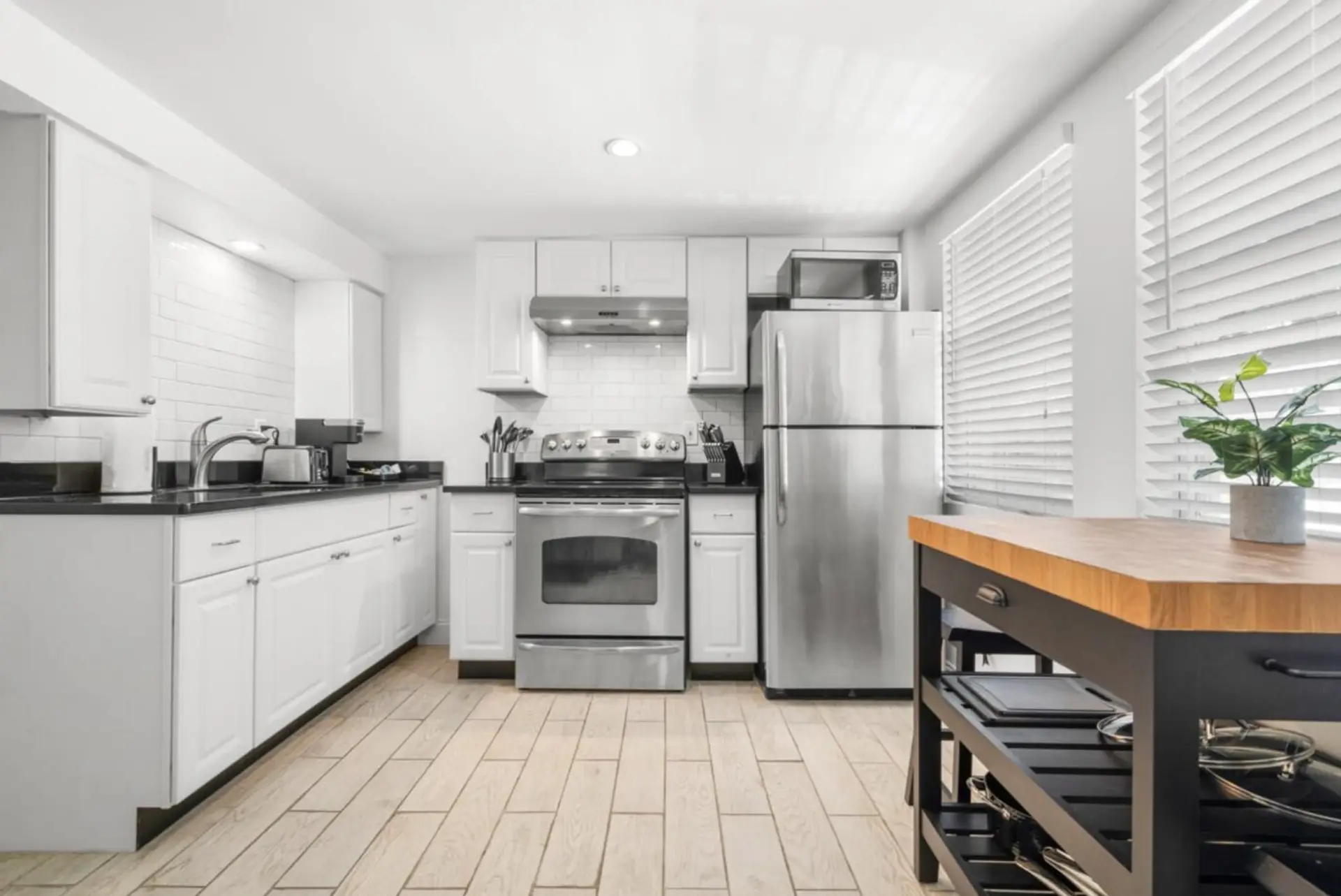 Updated kitchen with stainless steel appliances